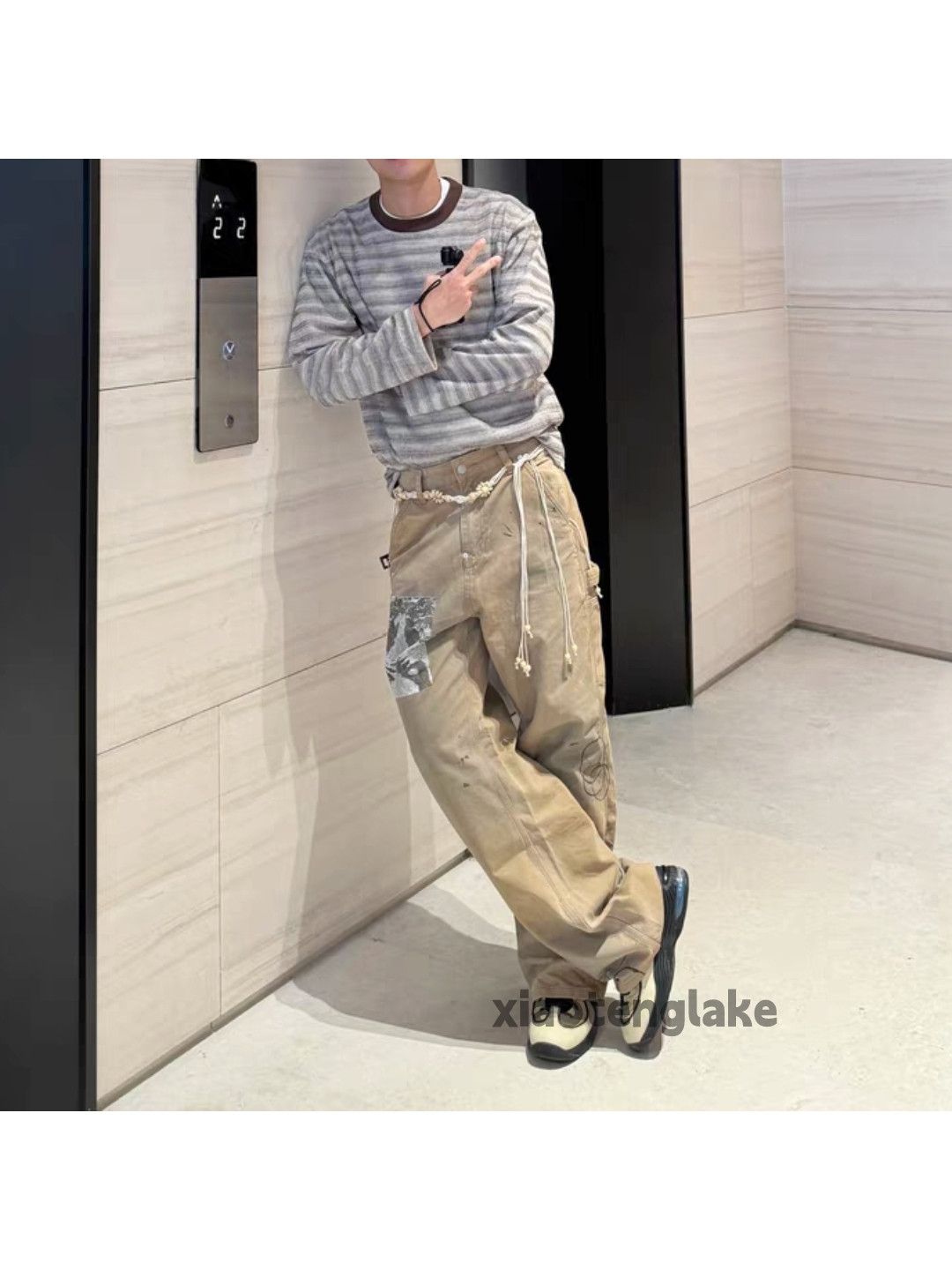 Designer × Japanese Brand × Vintage Washed faded loose baggy patch stain punk hiphop pants Size US 30 / EU 46 - 5 Thumbnail