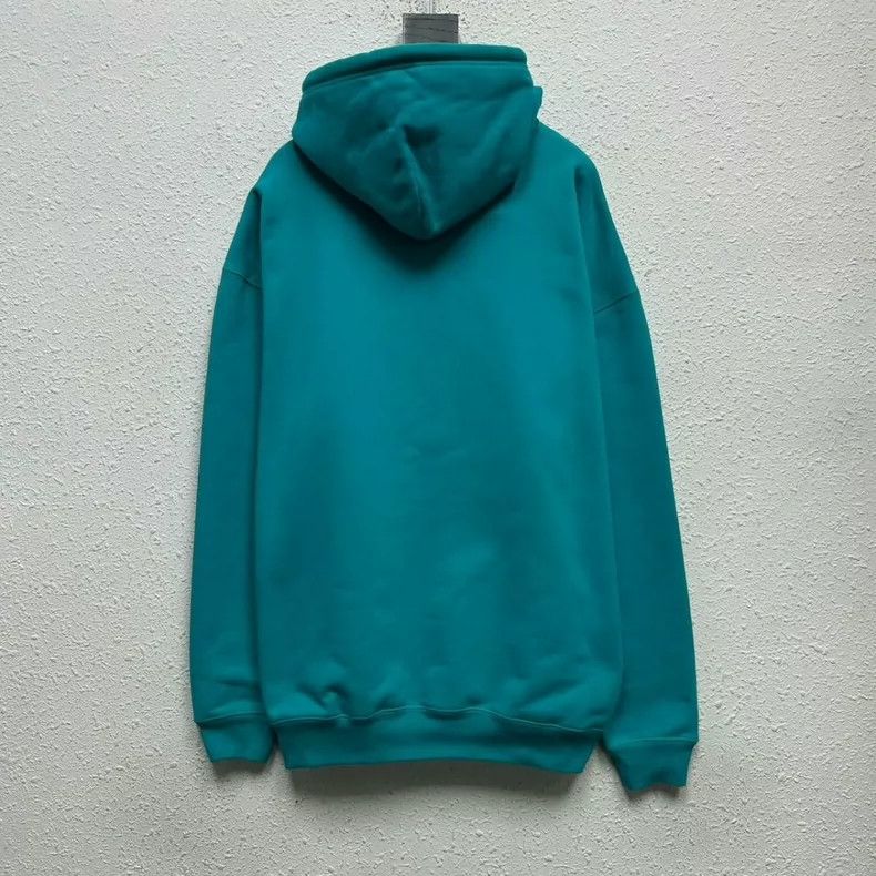 Balenciaga Balenciaga Embroidered Small LOGO Peacock Blue Hoodie Size US S / EU 44-46 / 1 - 2 Thumbnail