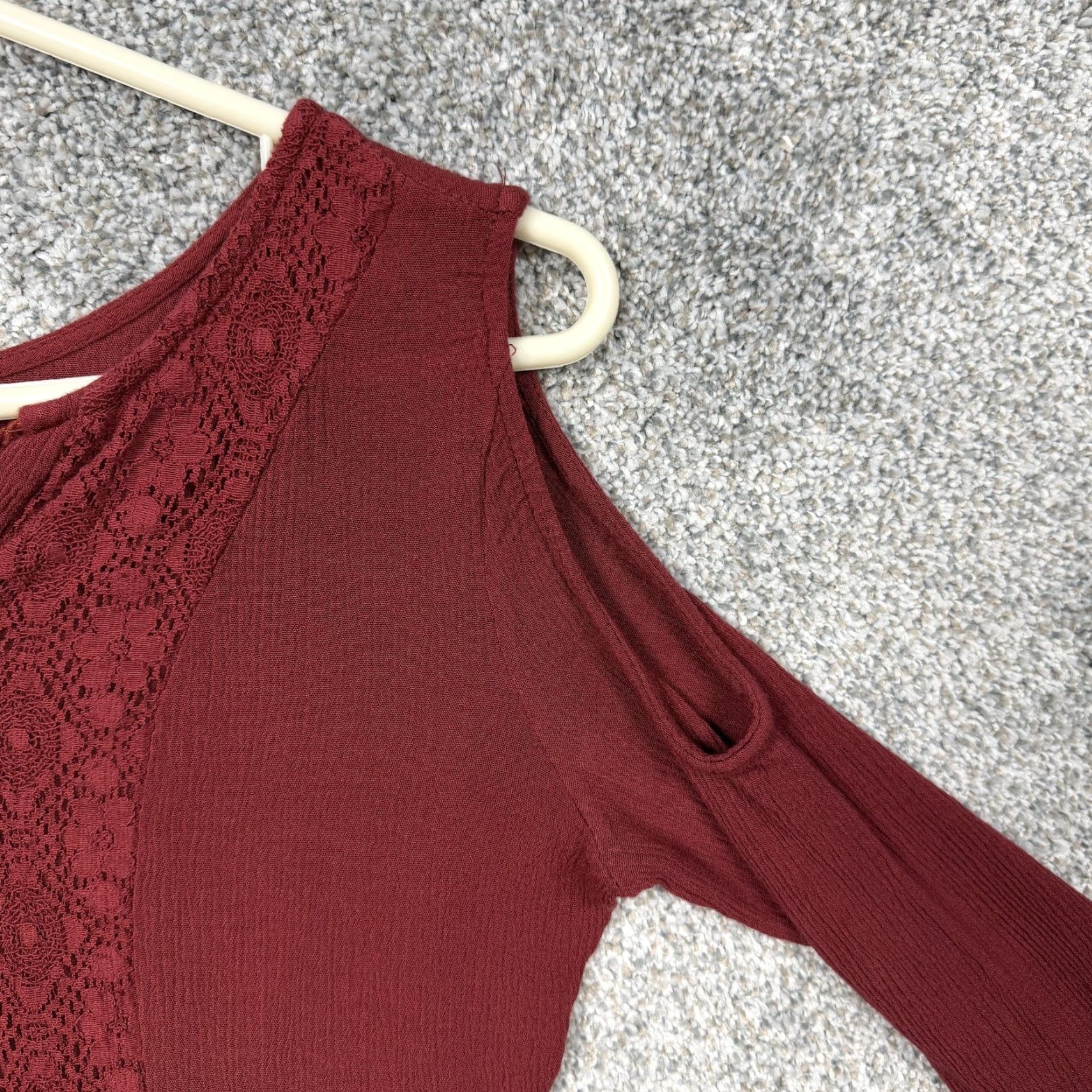 Vintage Wild Blue Sadie Robertson Tunic S Maroon Cold Shoulder Tassel Boho Fairycore Size S / US 4 / IT 40 - 7 Thumbnail