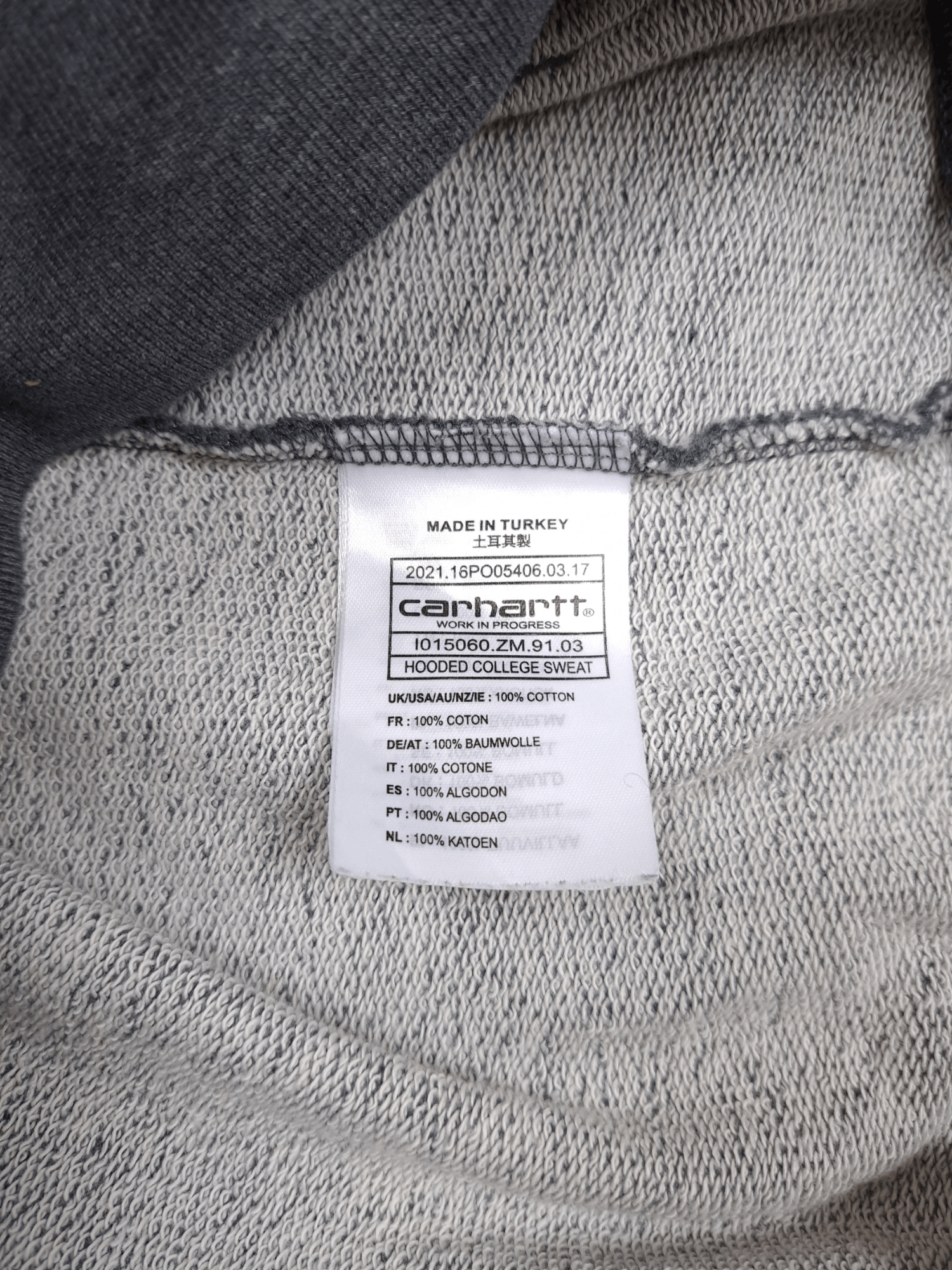Carhartt 💎Carhartt "Hooded College Sweat" Grey Spell out Logo Hoodie Size US L / EU 52-54 / 3 - 6 Thumbnail