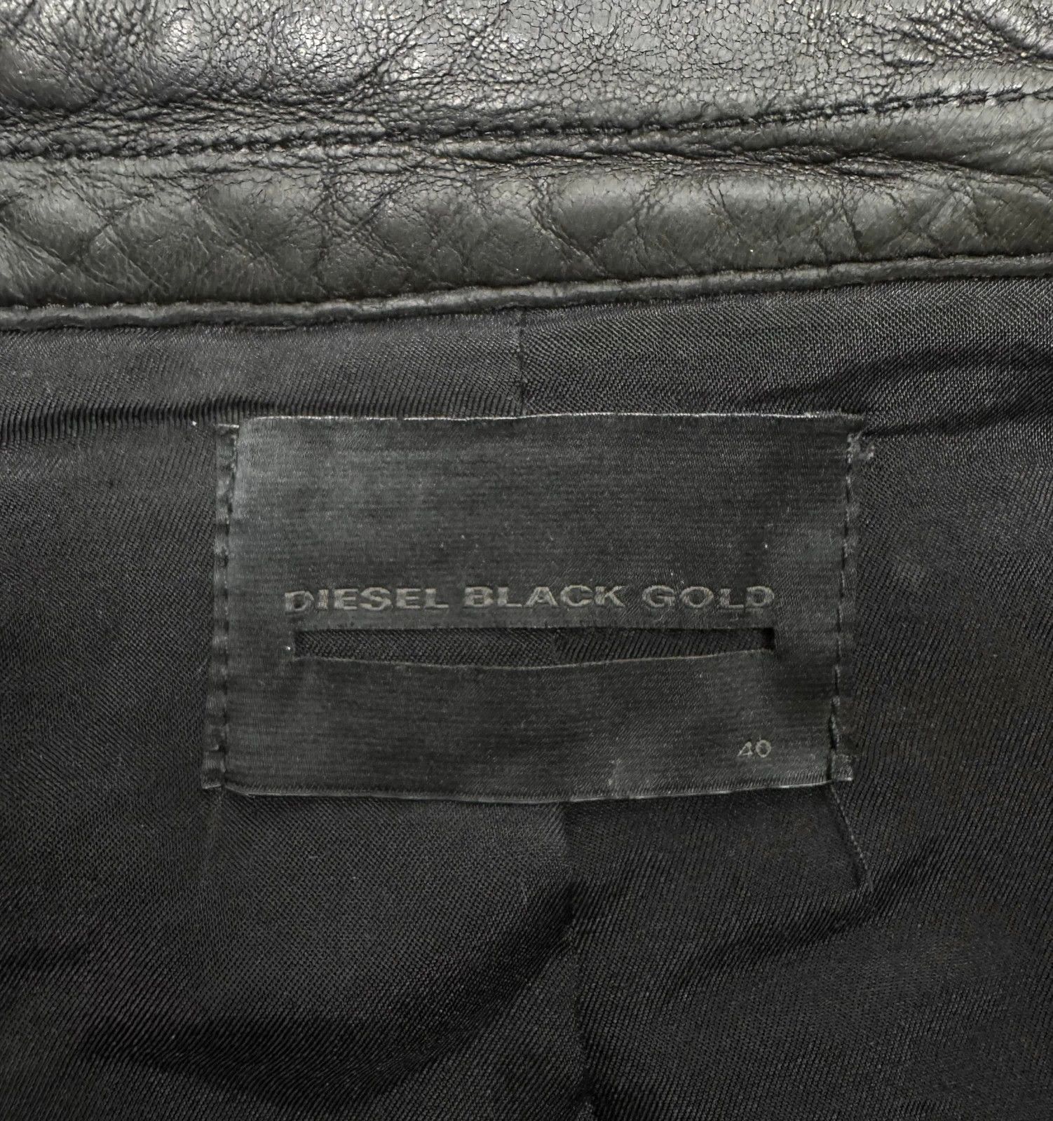 Diesel Black Gold Biker Belted Jacket Leather Wool size 40