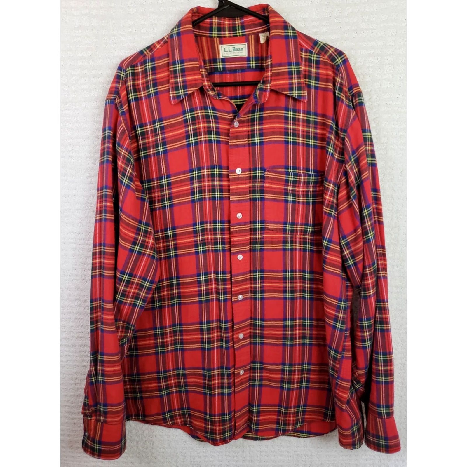 Vintage LL Bean Flannel Shirt Mens XLT Red Tartan Plaid Long Sleeve Button Up Button-Up Casual Outdoor All Seasons Mens XLT Red Flagstone Plaid (LL Bean) Size US XL / EU 56 / 4 - 2 Thumbnail