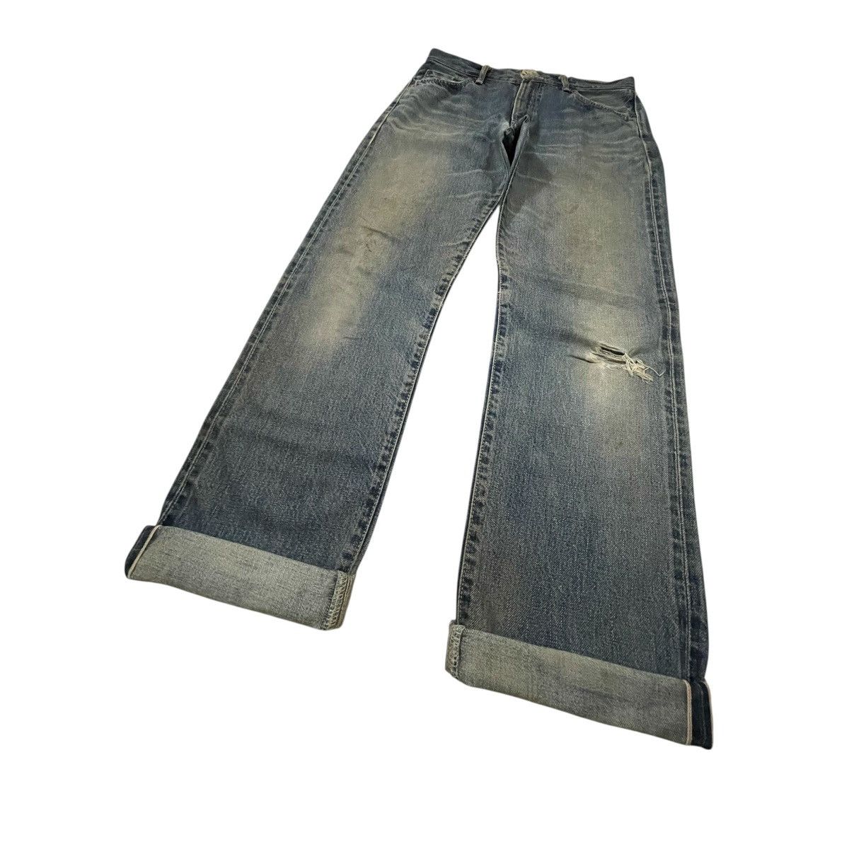Vintage SELVEDGE💥 Vintage 00s Edwin 505 Blue Dirt Washed Denim Jeans Size US 31 - 1 Thumbnail