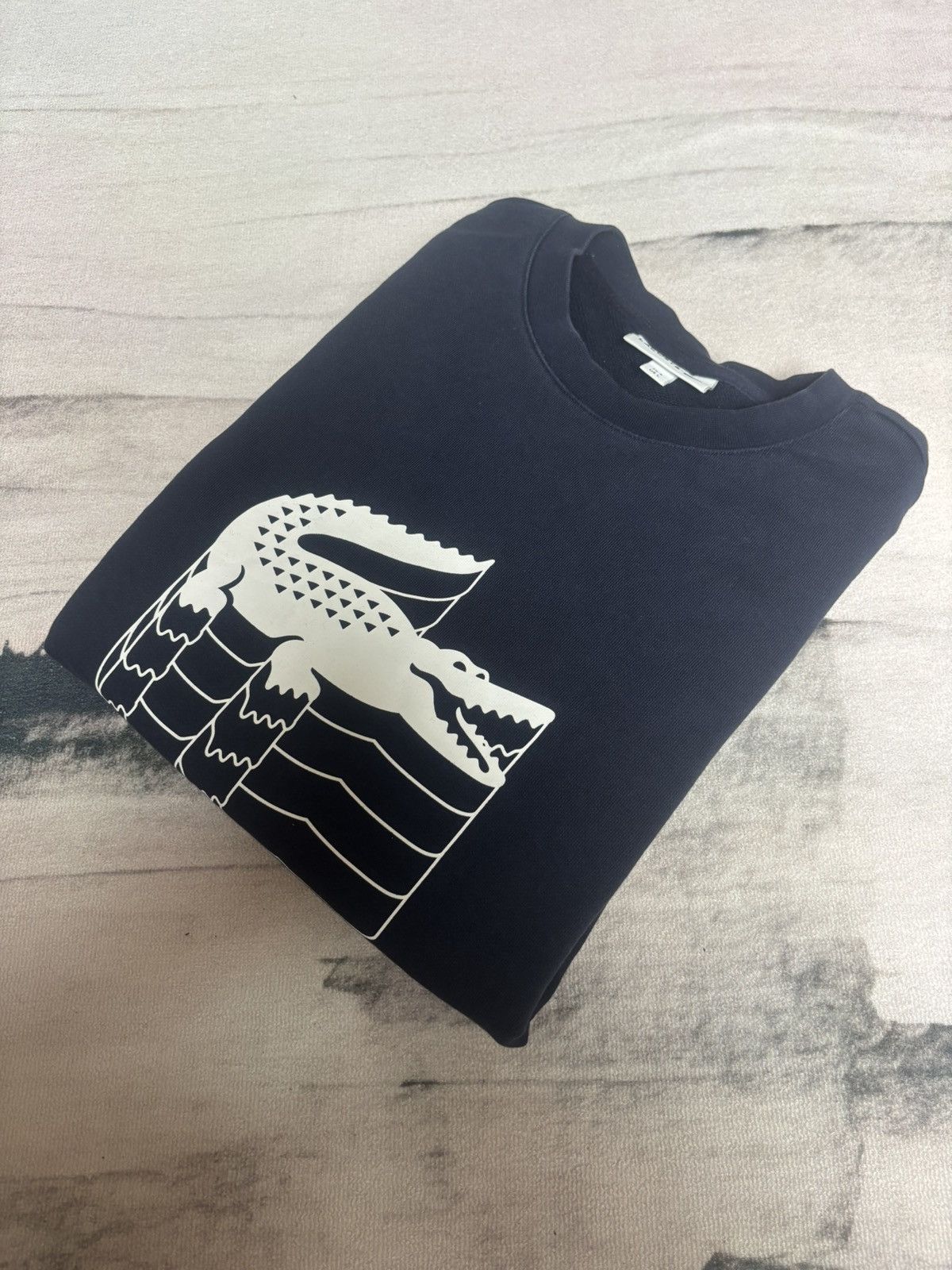 Blue Lacoste sweatshirt size M/L white crocodile logo
