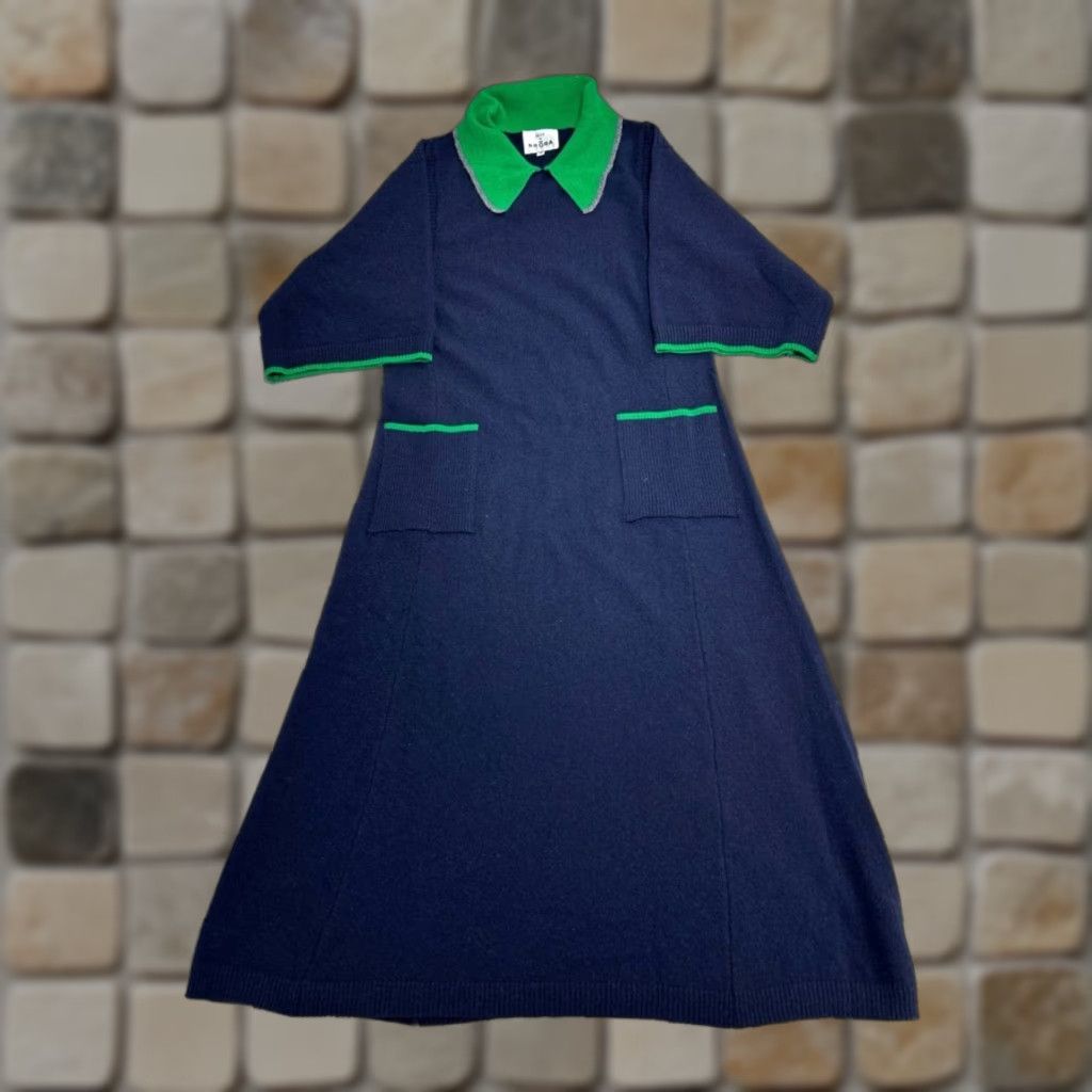 Vintage Brora Skye Knitted Dress Womens 12 Blue Supersoft Lambswool Ribbed Hem Collar Maxi Dress Pockets Easy Care Cap Sleeve? Size XL / US 12-14 / IT 48-50 - 1 Thumbnail