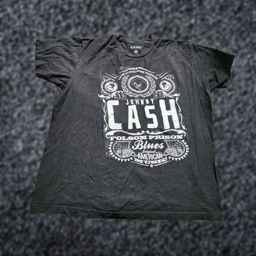 ASH Mens XL Cash T-Shirt Crew Neck Short Sleeve Black Cotton Graphic Johnny Cash Blues Folsom Prison Band Tee T Shirt Mens Regular Size XL Size US XL / EU 56 / 4 - 1 Thumbnail