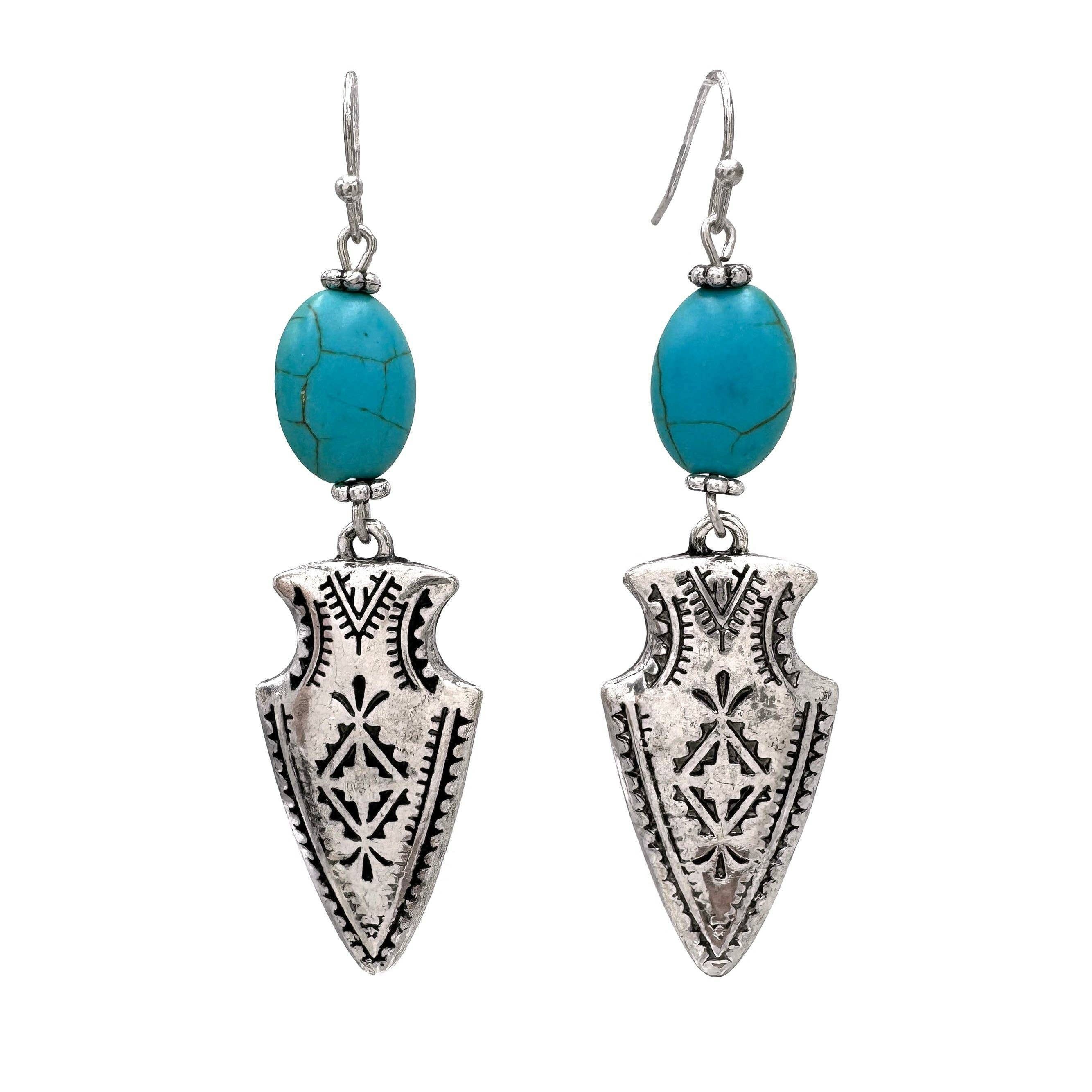 Other Boho Chic Turquoise-Embellished Native Arrowhead Dangle Earr Size ONE SIZE - 7 Thumbnail