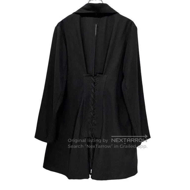 Yohji Yamamoto Yohji Yamamoto Black Wool Long Jacket with Tie Size US S / EU 44-46 / 1 - 1 Thumbnail