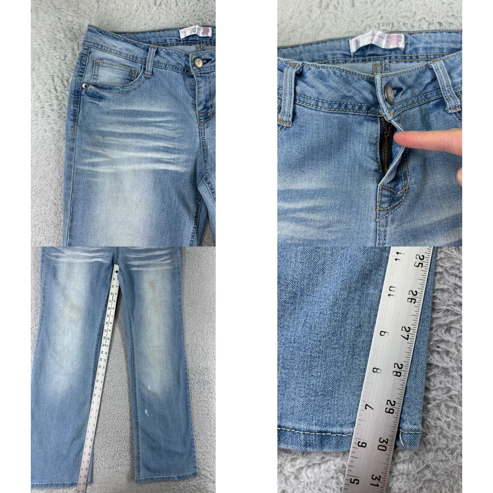 Vintage No Boundaries Jeans Womens 11 Blue Denim Bootcut Light Wash Cotton Blend Regular 5-Pocket Design Cowboy Southwestern American Boyfriend Style Womens Size 32" / US 10 / IT 46 - 8 Thumbnail