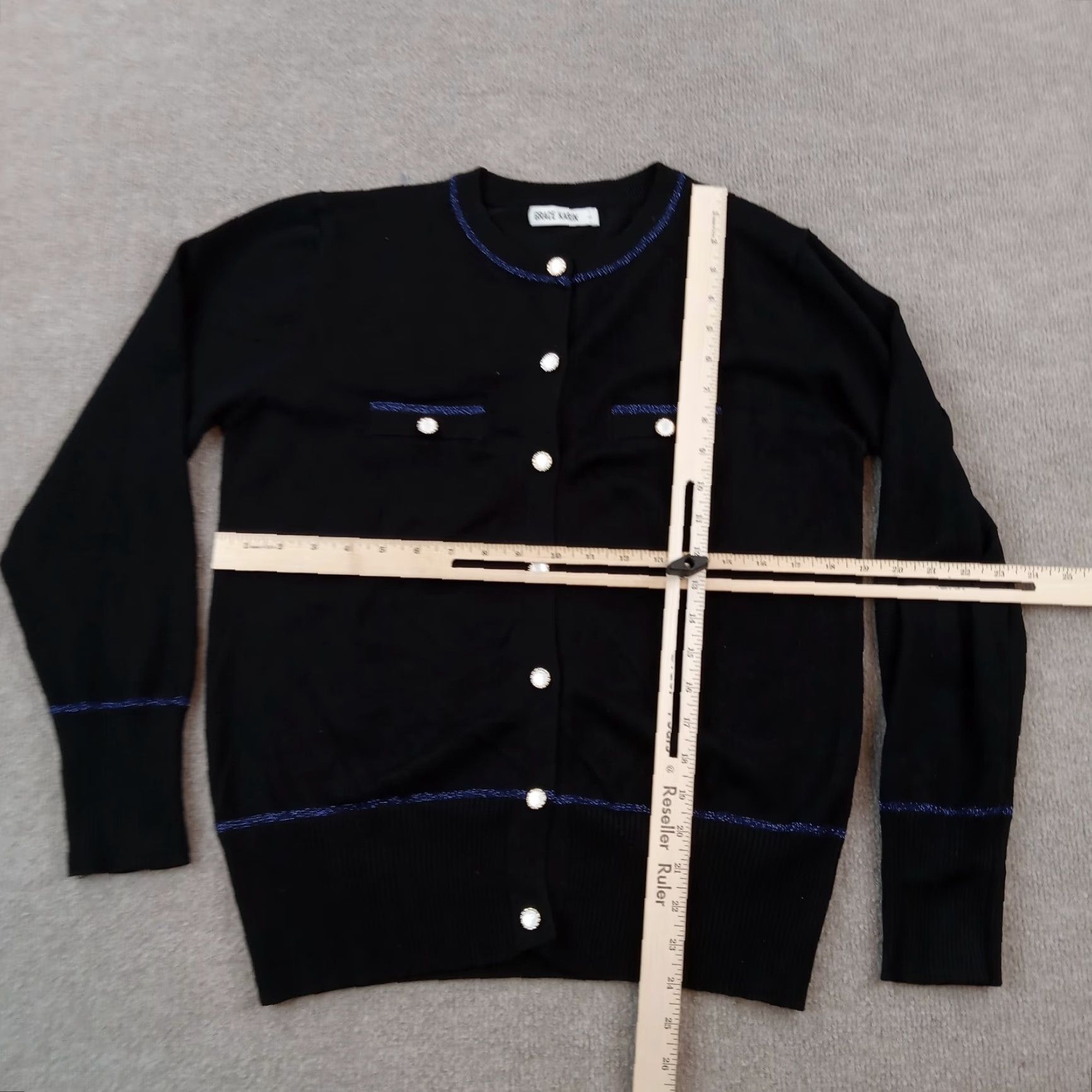 Vintage Womens Sweater Grace Karin Large Extra Large XL Black Metallic Cardigan Lightweight Casual Size L / US 10 / IT 46 - 2 Thumbnail