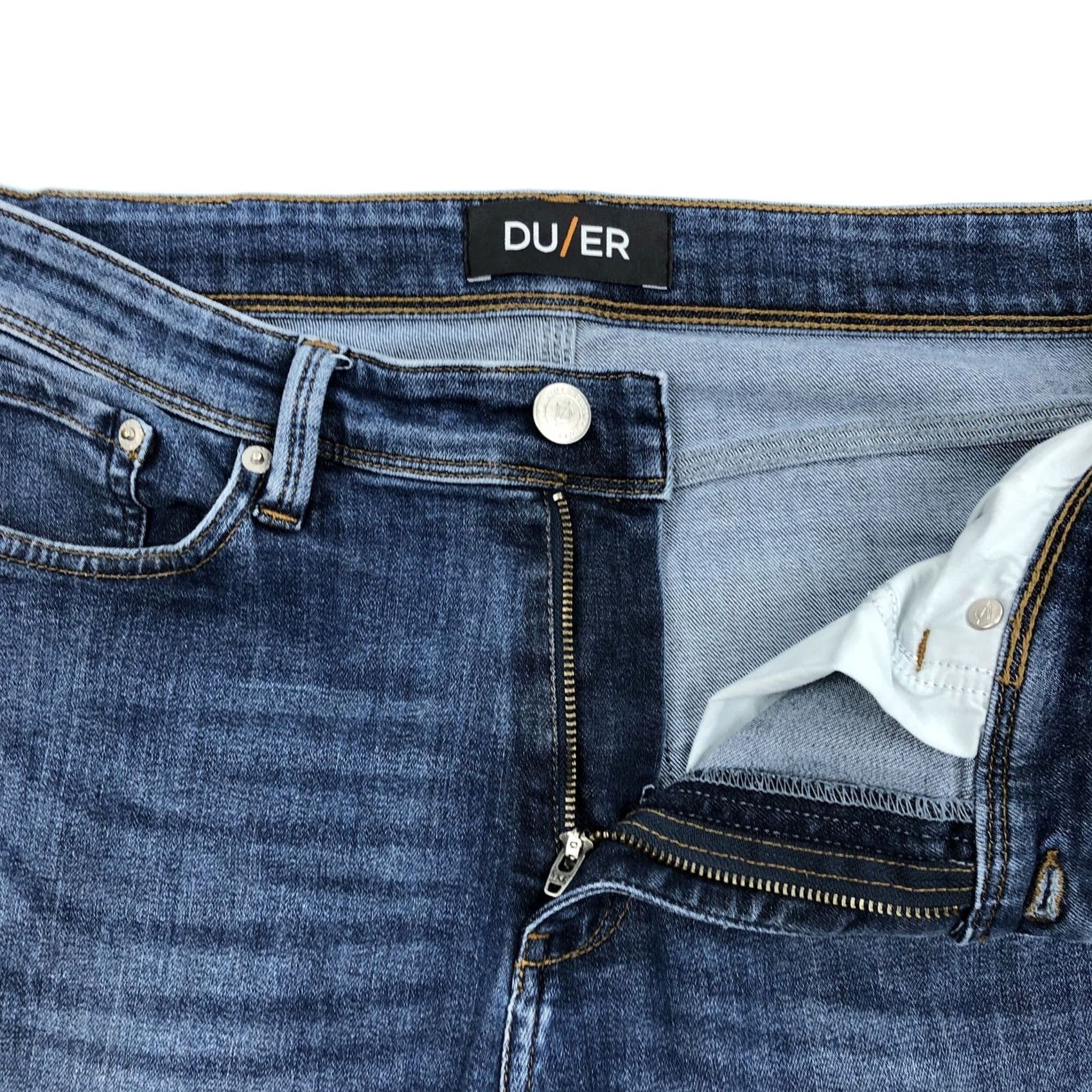 Denime DU/ER L2X Jeans Men 34x32 Blue Denim Stretch Relaxed Taper 5-Pocket Casual Modern W Mens Size US 34 / EU 50 - 2 Thumbnail