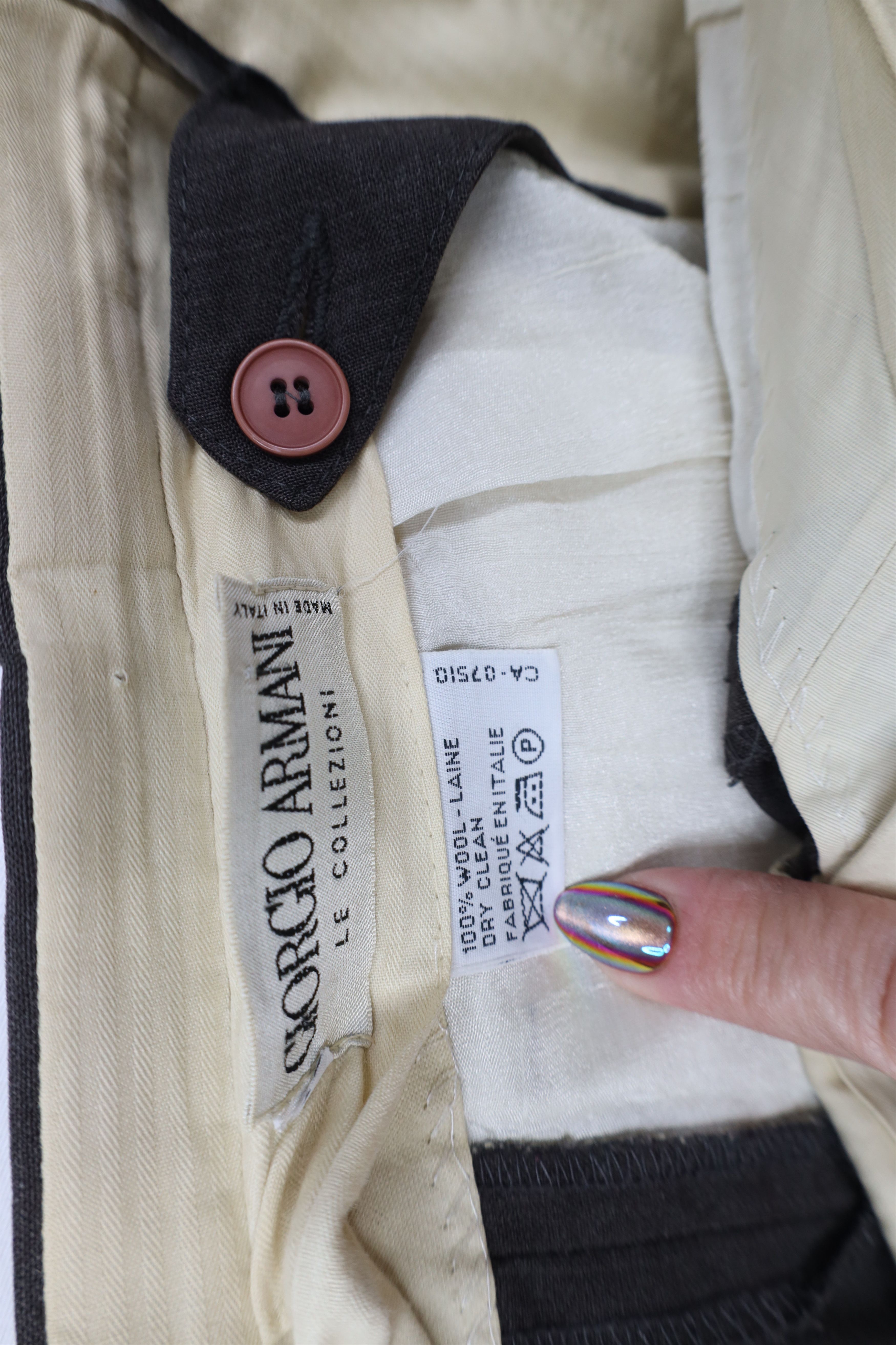 Giorgio Armani Vintage 80s 90s Giorgio Armani Wool Wide Leg Chino Pants Size US 34 / EU 50 - 10 Thumbnail