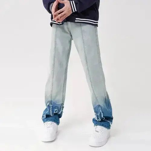 Jean Y2K Two-Tone Blue Baggy Jeans Size US 33 - 3 Thumbnail