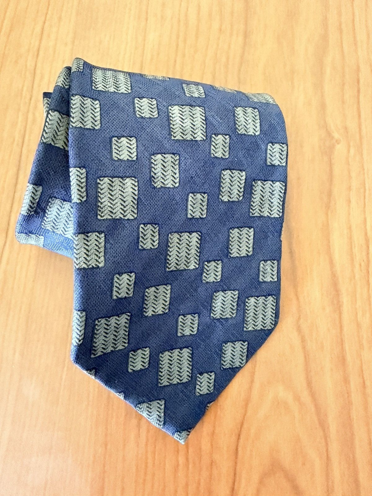 Giorgio Armani Giorgio Armani Cravatte Silk Tie Blue Geometric Squares Size ONE SIZE - 2 Thumbnail