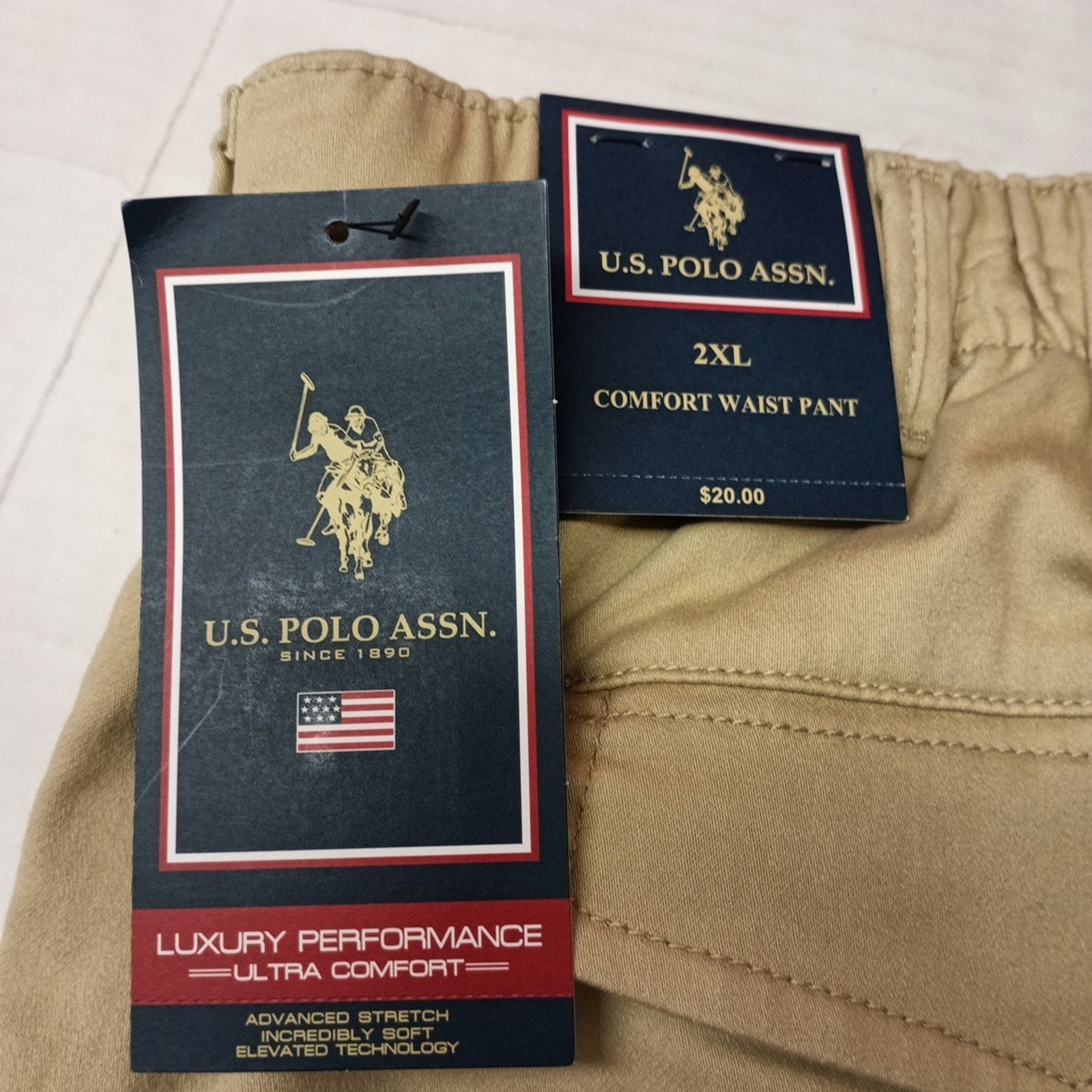 U.S. Polo Assn. U.S Polo Assn. Comfort Waist Pants Mens 2XL Beige Button Zip Size US 40 / EU 56 - 2 Thumbnail
