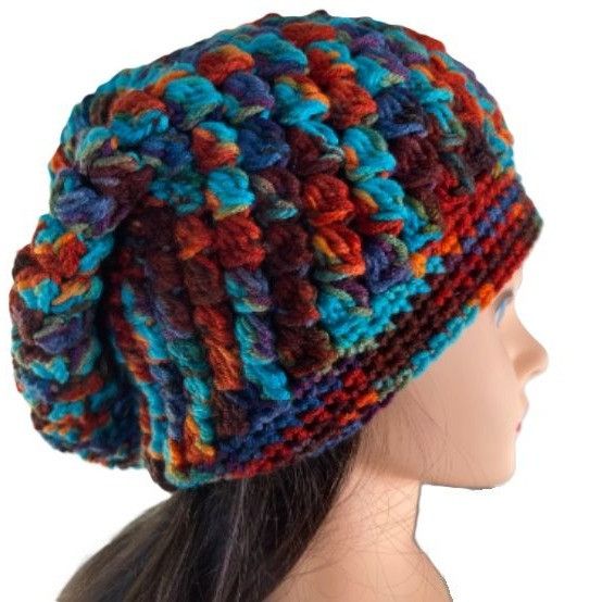 Handmade Crochet Slouch Hat Slouchy Beanie Snood Handmade Adult Size Size ONE SIZE - 1 Thumbnail