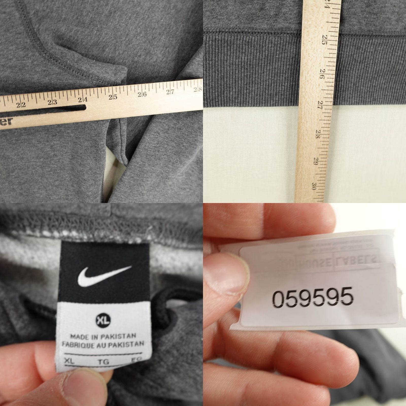 Nike VINTAGE Nike Hoodie Men XL Gray Fleece Pullover Sweatshirt Swoosh Logo Sports Outdoor Size US XL / EU 56 / 4 - 8 Thumbnail