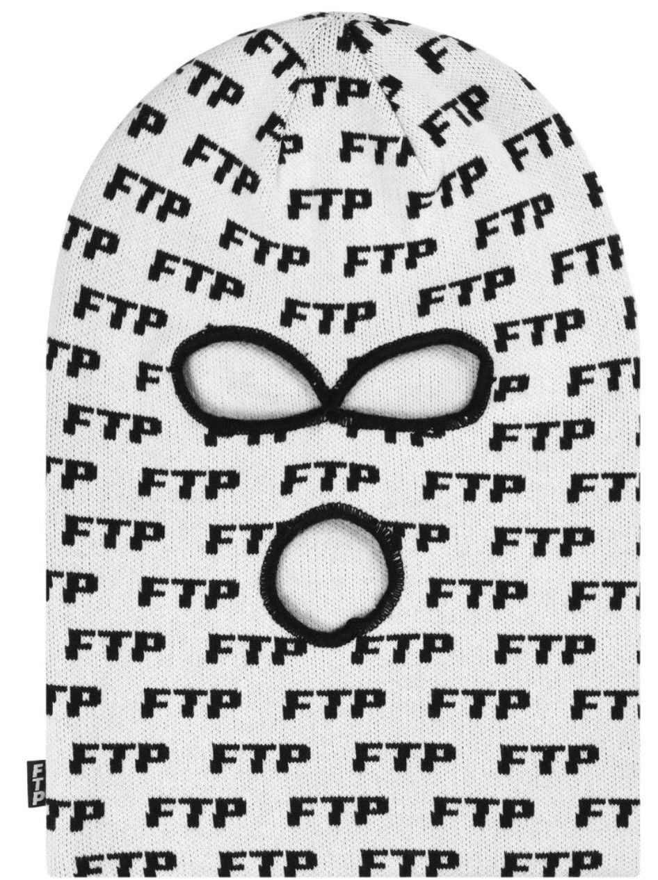 image of Fuck The Population Allover Logo Ski Mask in White, Men's