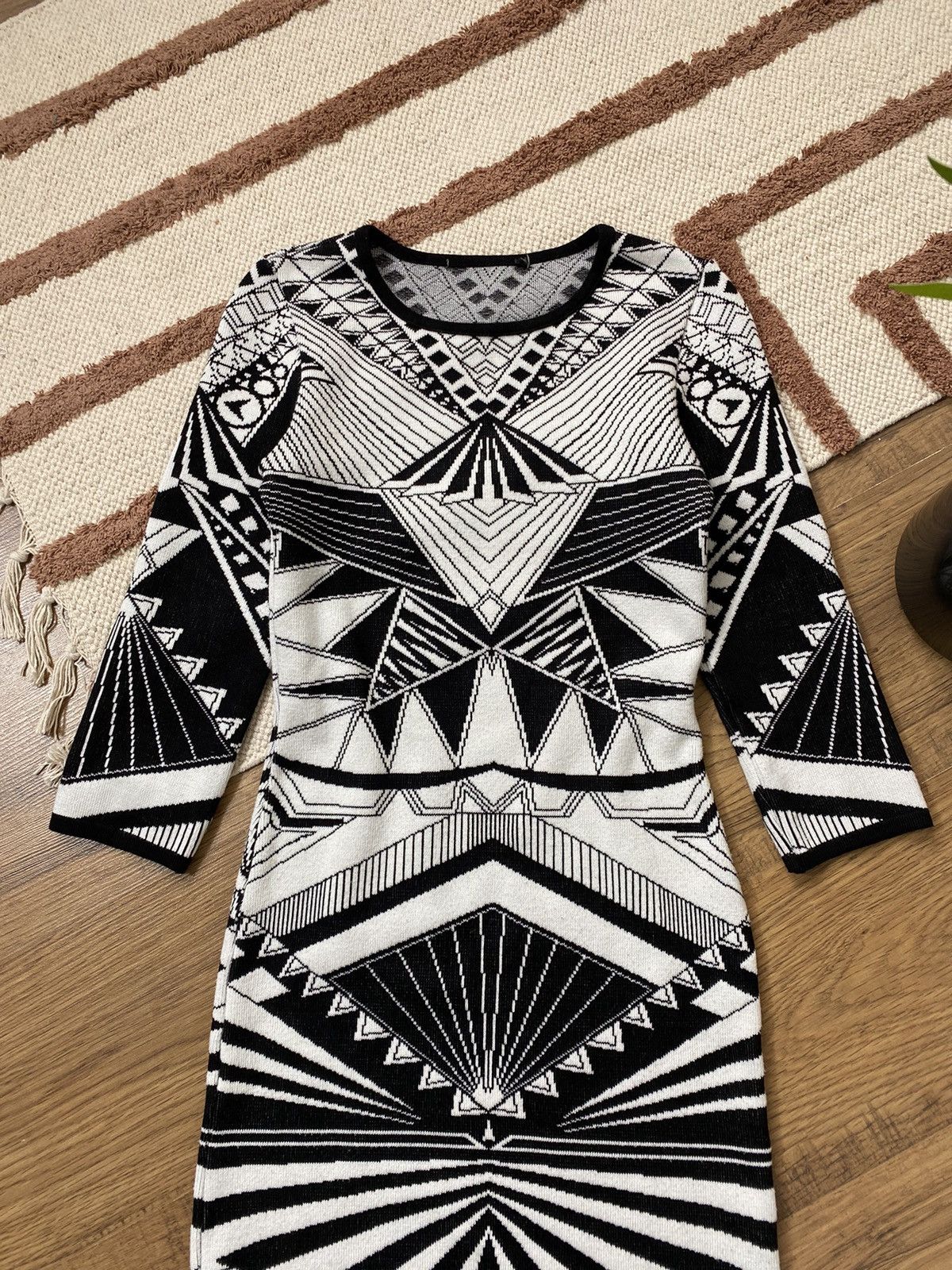 Vintage VINTAGE GEOMETRIC VISUALS KNITTED DRESS Size S / US 4 / IT 40 - 3 Thumbnail