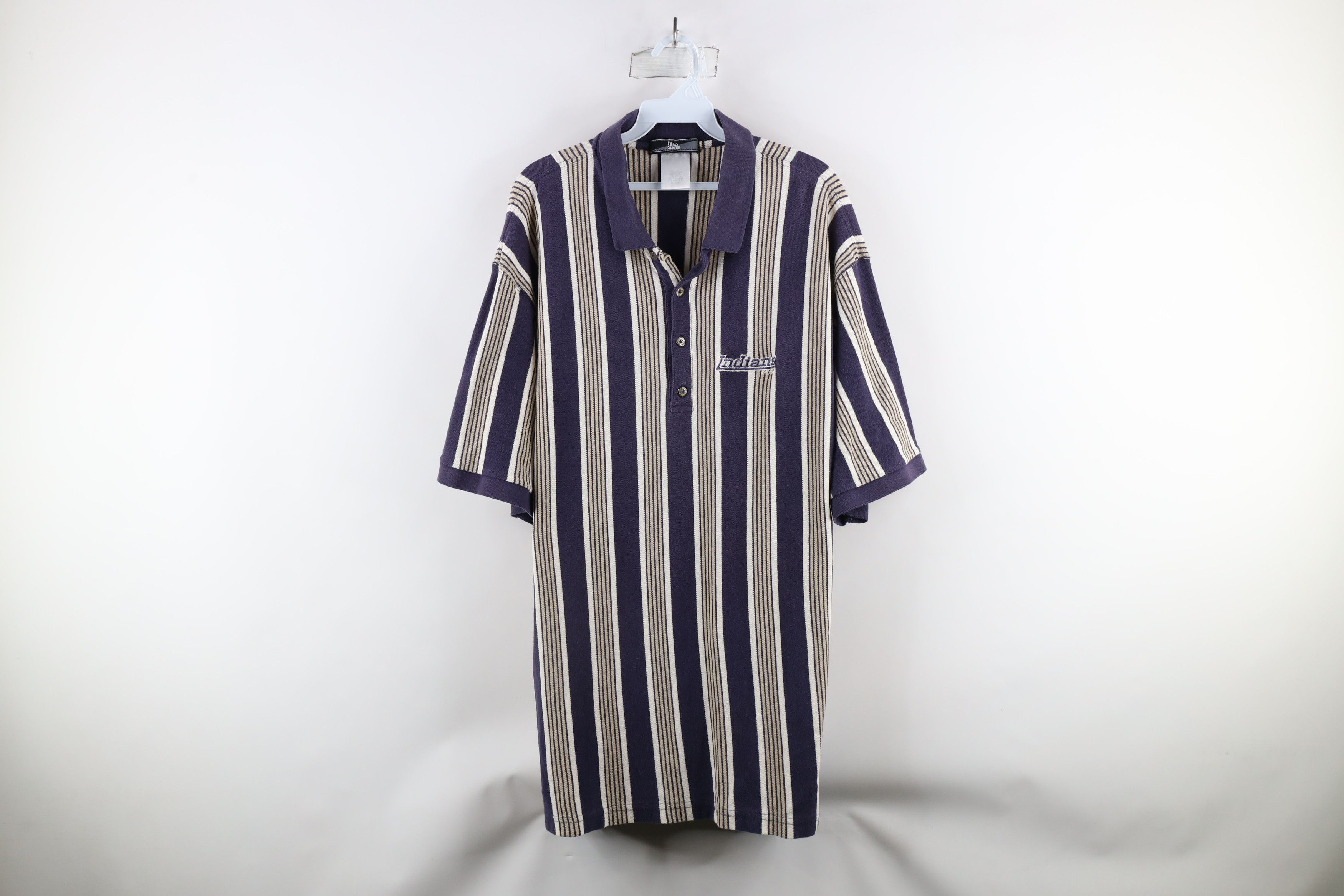 Vintage Vintage 90s Striped Cleveland Indians Baseball Polo Shirt Size US XL / EU 56 / 4 - 1 Thumbnail