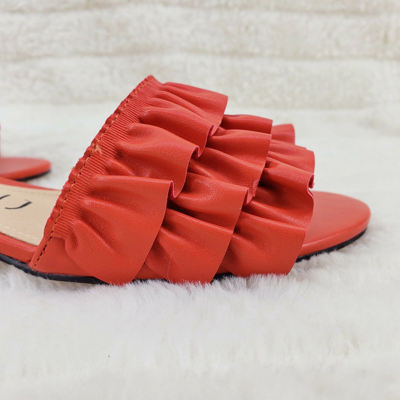 Other Mac J Orange Ruffle Wave Slip On Flats Mules Clog Slipper S Size US 8.5 / IT 38.5 - 8 Thumbnail