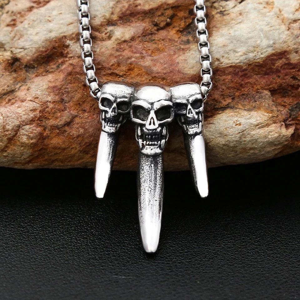 Jewelry Wolf Teeth Pendant Gothic Skull Necklace Size ONE SIZE - 1 Thumbnail