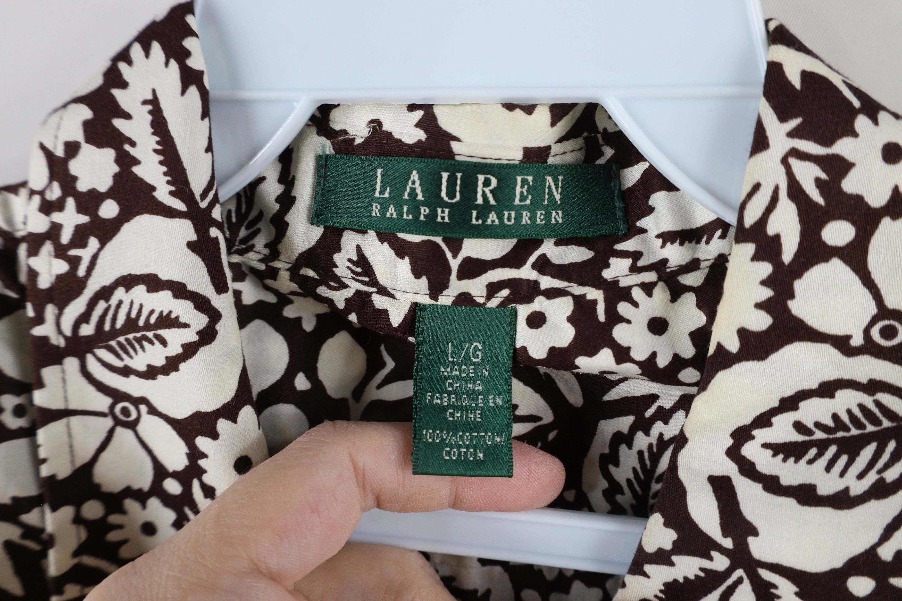 Ralph Lauren × Vintage Vintage 90s Ralph Lauren Flower All Over Print Button Shirt Size L / US 10 / IT 46 - 8 Thumbnail
