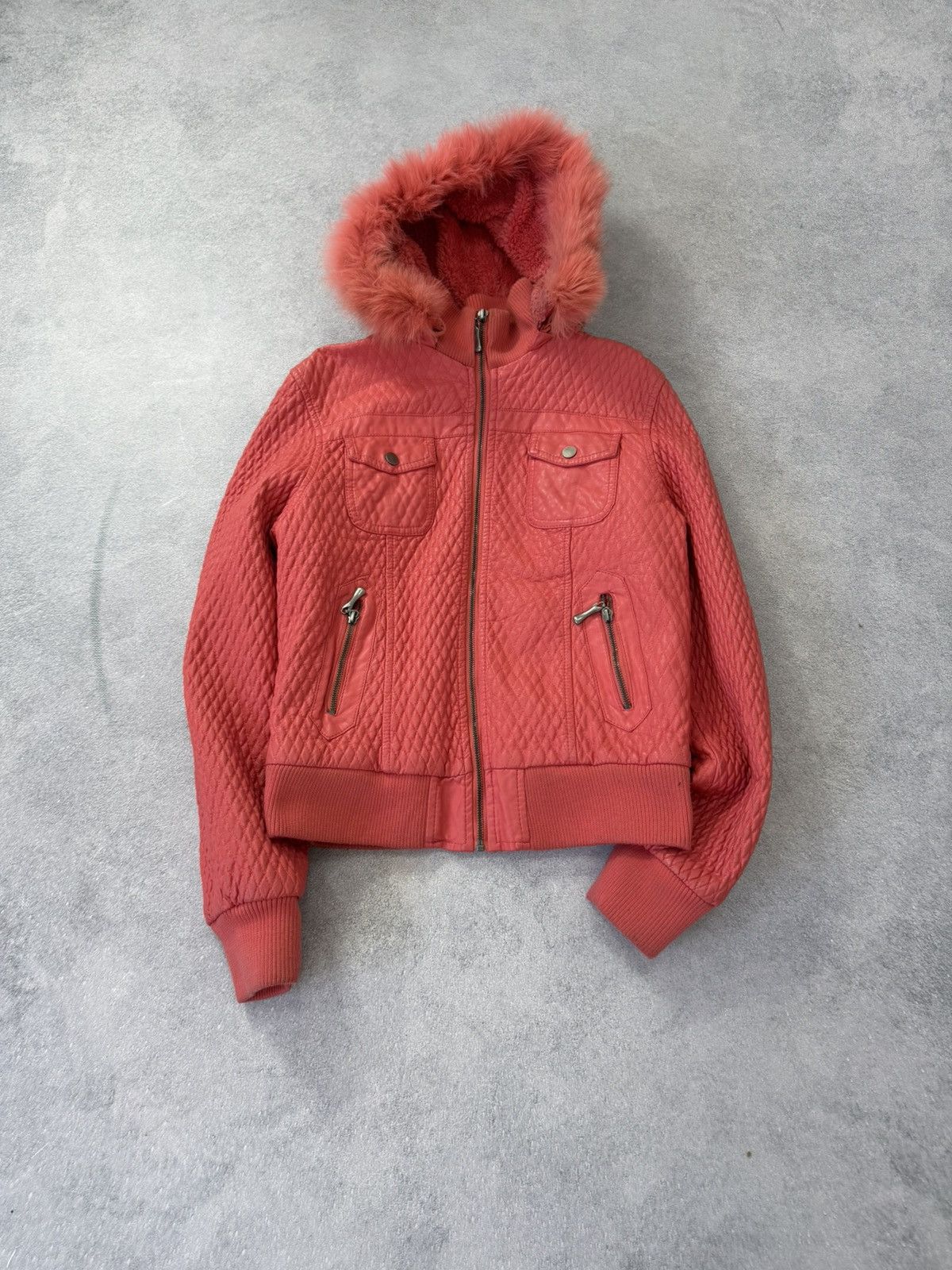 Le Grande Bleu (L.G.B.) Avant Garde Hysteric Glamour Style Fur Hood Bomber Jacket Size US S / EU 44-46 / 1 - 1 Thumbnail