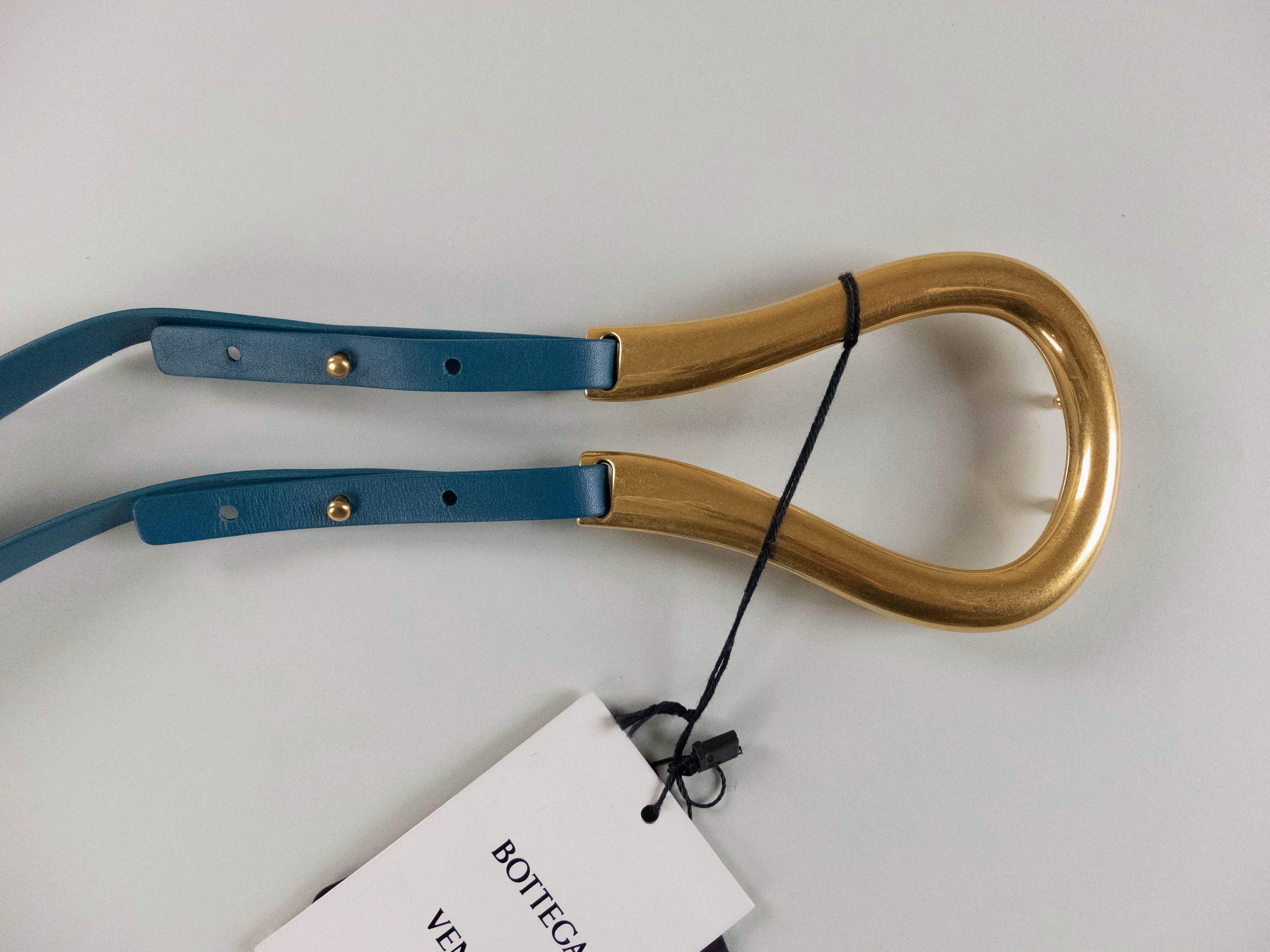 Bottega Veneta BOTTEGA VENETA petrol blue horseshoe buckle belt Large Size ONE SIZE - 3 Thumbnail
