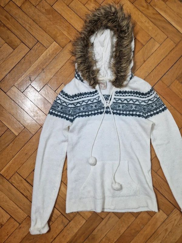 Vintage Vintage faux fur hood sweater y2k 2000s mcbling Size S / US 4 / IT 40 - 6 Thumbnail