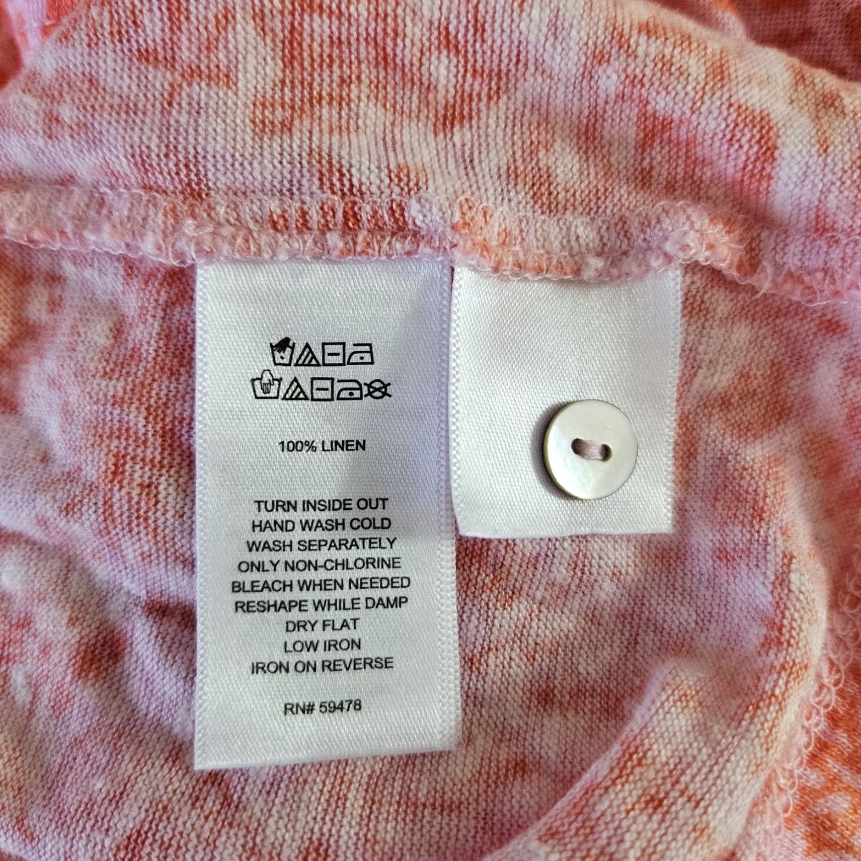 Pinko Sigrid Olsen Blouse Shirt Womens Linen Top M Pink Orange Short Sleeve Fish Vintage No Size M / US 6-8 / IT 42-44 - 3 Thumbnail