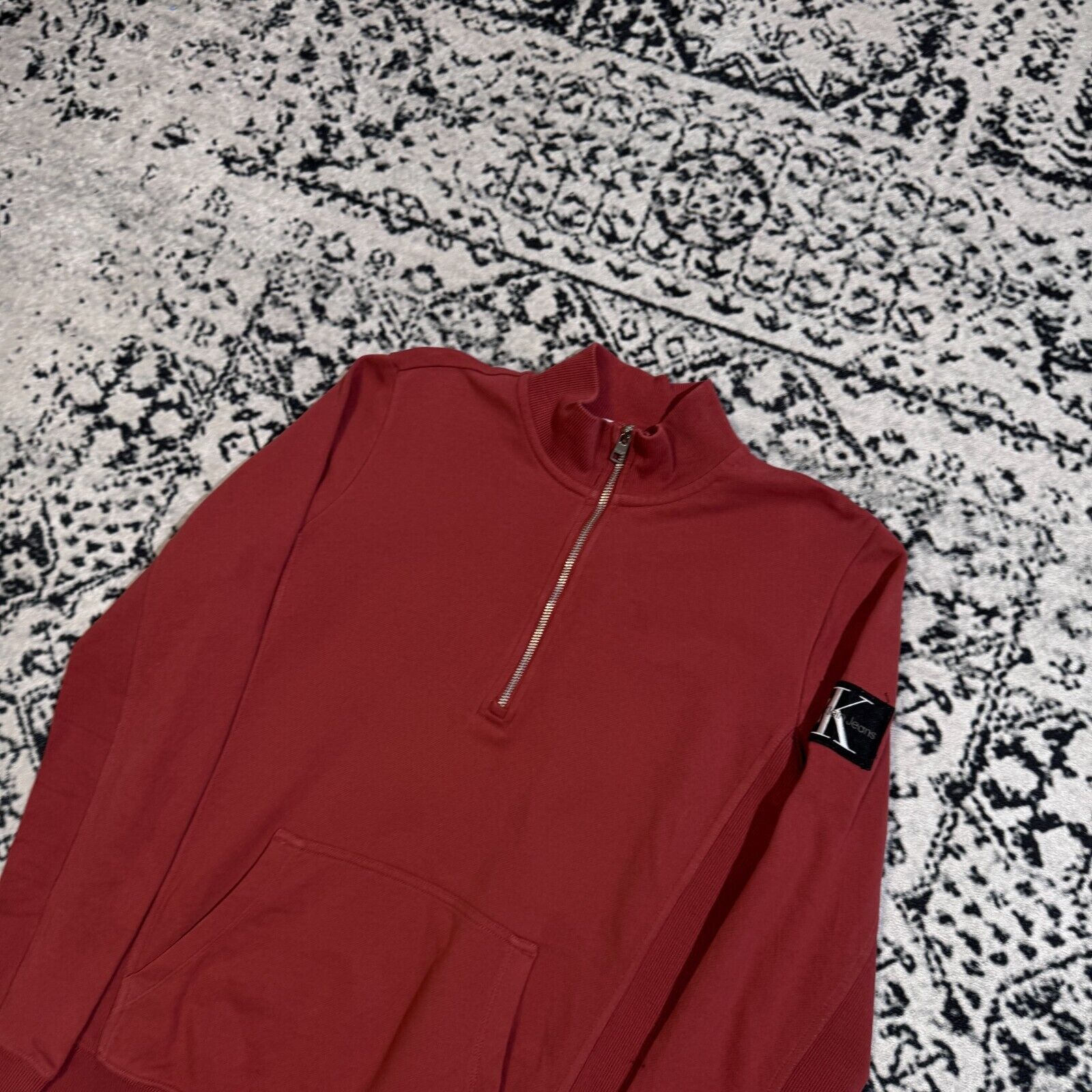 Calvin Klein × Vintage Calvin Klein Unisex Red Cotton Halfzip Sweatshirt Size M Size US M / EU 48-50 / 2 - 5 Thumbnail