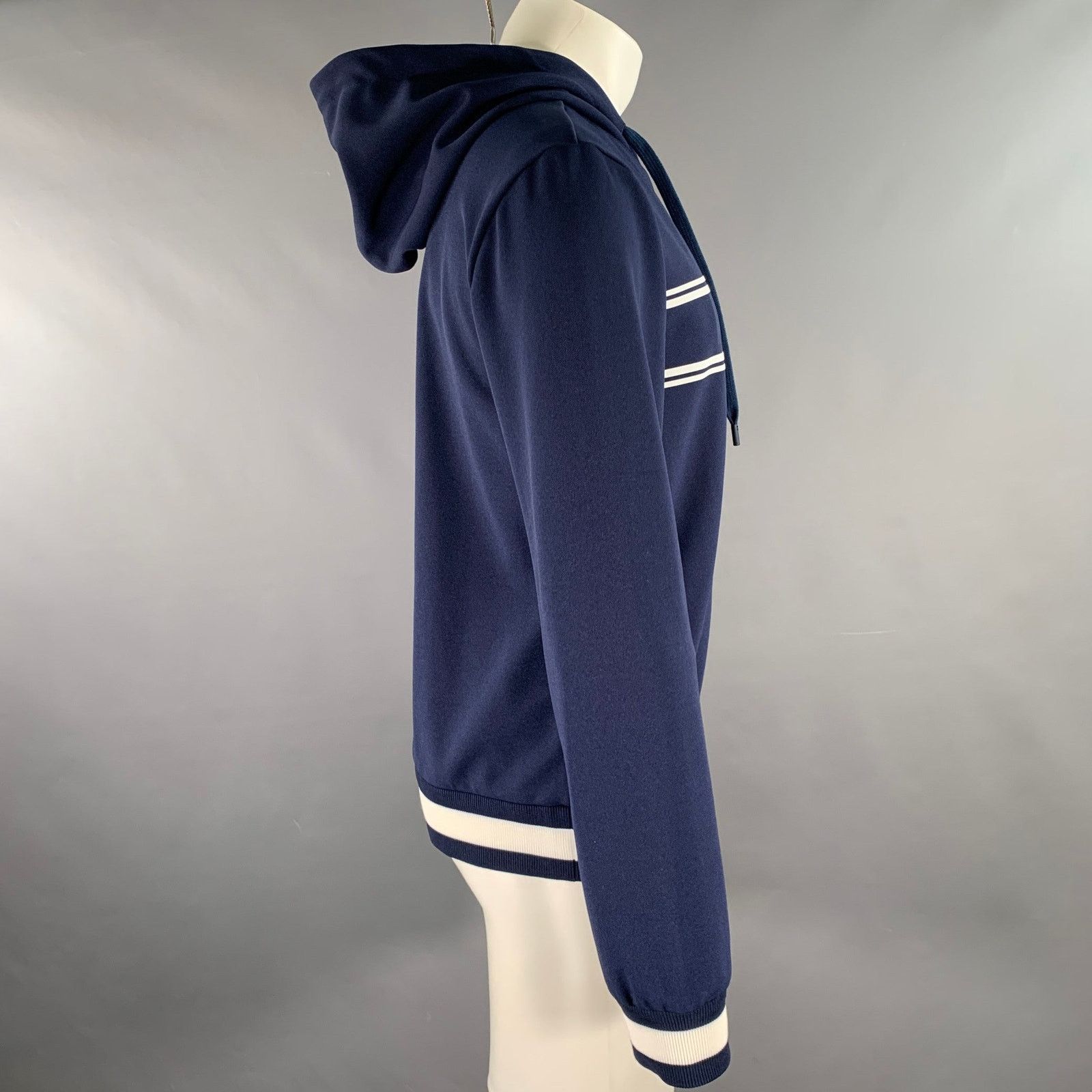 Gucci GUCCI Size M Navy White Logo Polyester Zip Up Hoodie Size US M / EU 48-50 / 2 - 3 Thumbnail