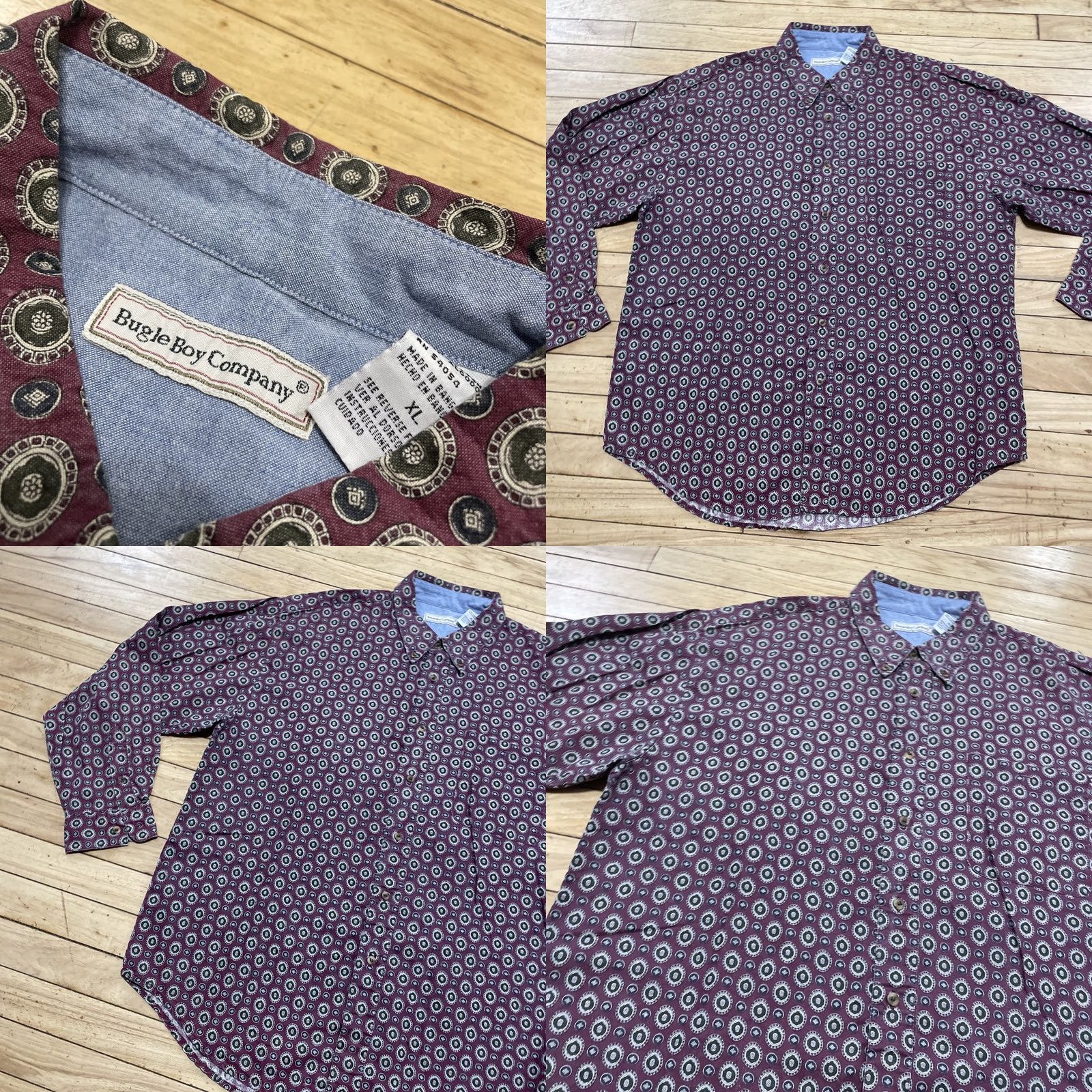 Bugle Boy VINTAGE Bugle Boy Long Sleeve Button Shirt Men XL Western Medallion Deco Red Talisma Size US XL / EU 56 / 4 - 9 Thumbnail