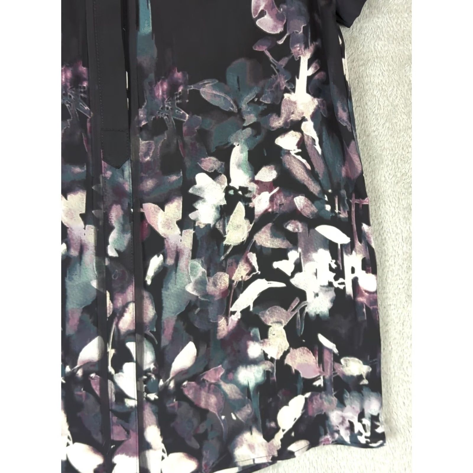Vintage Simply Vera Wang Blouse Tunic XS Women Purple Floral Chiffon V-Neck Short Sleeve Lightweight Casual Size XS / US 0-2 / IT 36-38 - 4 Thumbnail
