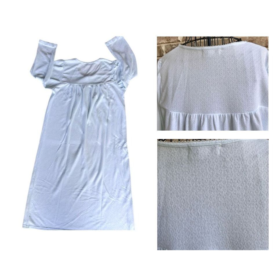 Vintage Miss Elaine Maxi Nightgown Small Blue Fleece Embroidered Size S / US 4 / IT 40 - 11 Thumbnail