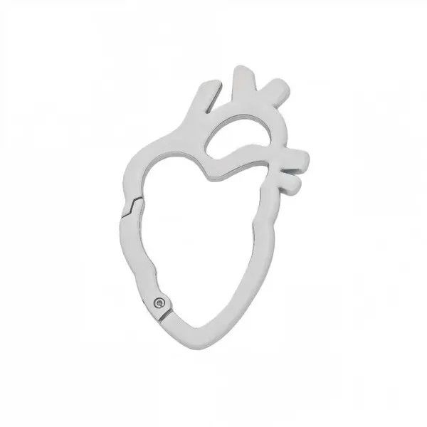 Jewelry Silver Anatomical Heart Carabiner Clip, Keychain Accessory Size ONE SIZE - 5 Thumbnail