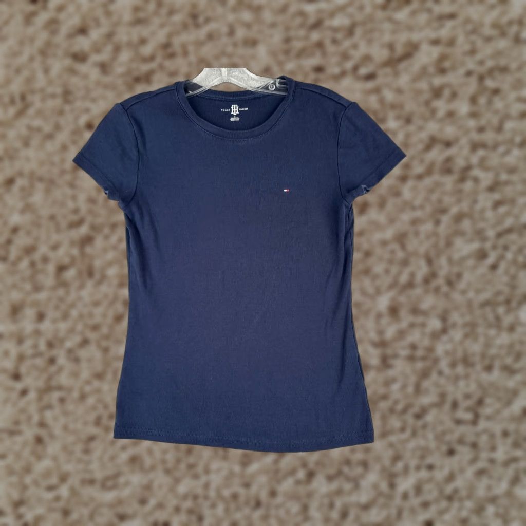 Tommy Hilfiger Tommy Hilfiger Shirt Junior Medium Blue Crew Neck Cotton Knit Short Sleeve Size M / US 6-8 / IT 42-44 - 1 Thumbnail