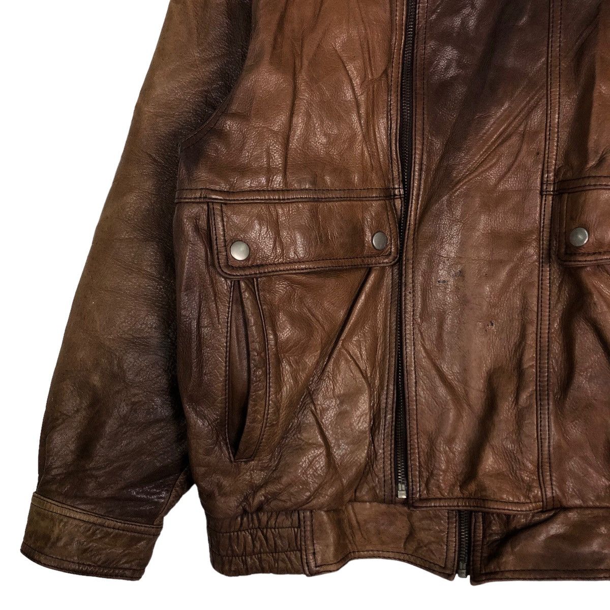 Japanese Brand 🔥Sun Faded Design Biker Jacket Leather Wind Armor Japan Size US M / EU 48-50 / 2 - 4 Thumbnail