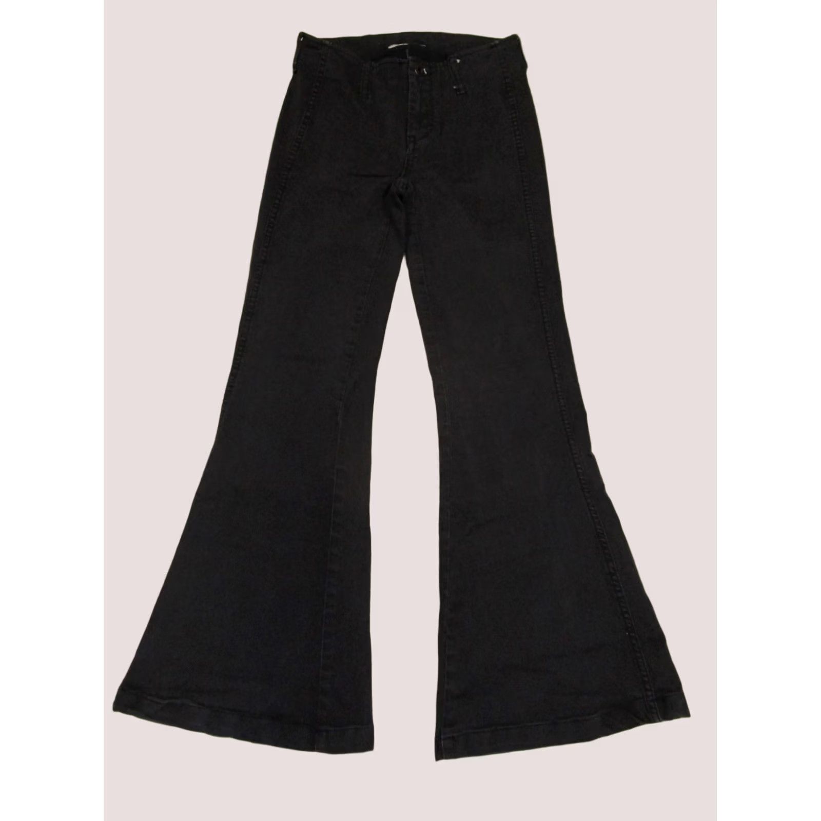 Free People Free People Jeans Women 25 Black Low Rise Flared Bell Bottoms Pants Stretch Denim Bohemian Hipster School Size 42" / US 20 - 1 Thumbnail