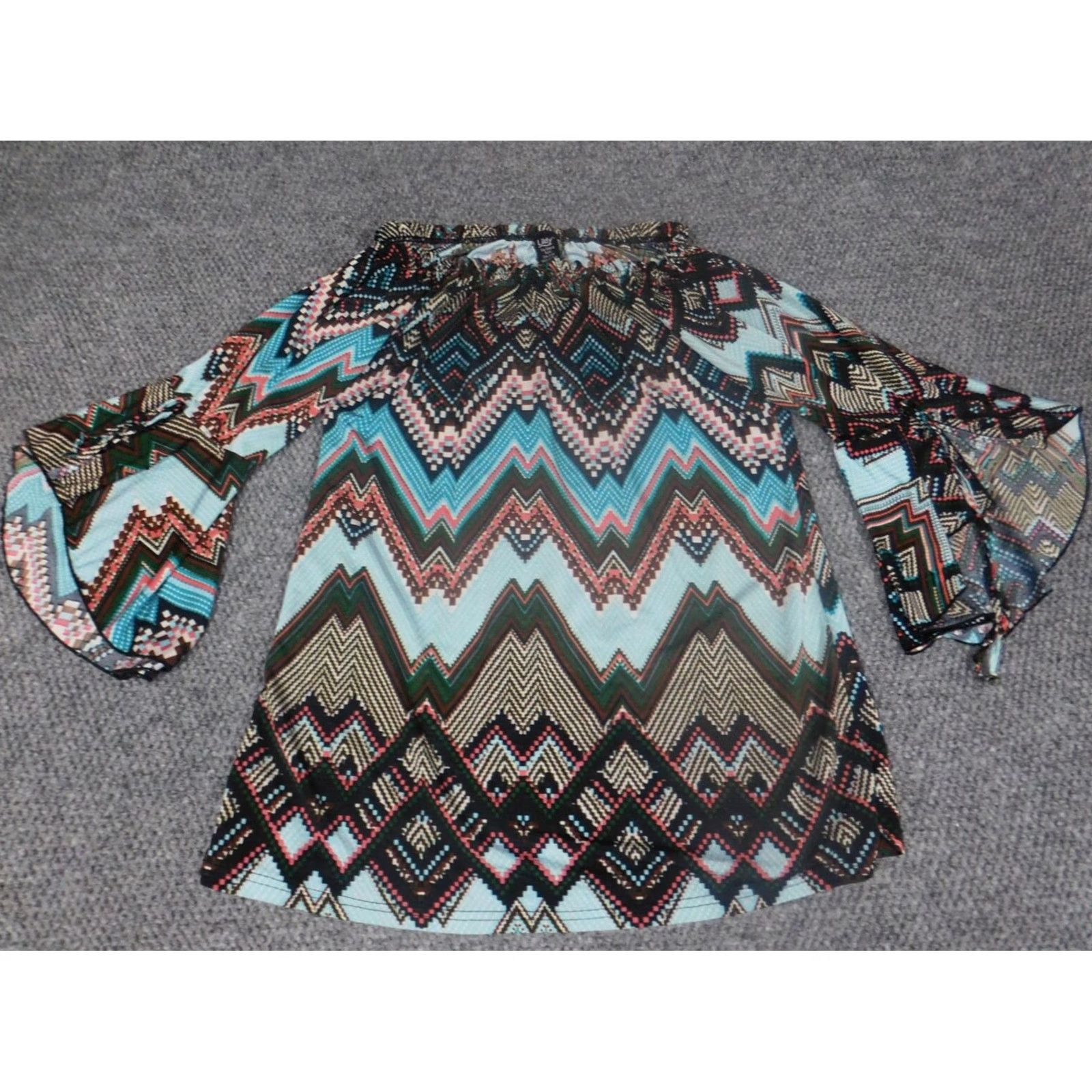 Vintage Lildy Womens Blouse M Blue Pullover Stretch Tunic Crew Neck Long Sleeve Casual Knit Rayon Shirt Womens Size M / US 6-8 / IT 42-44 - 2 Thumbnail