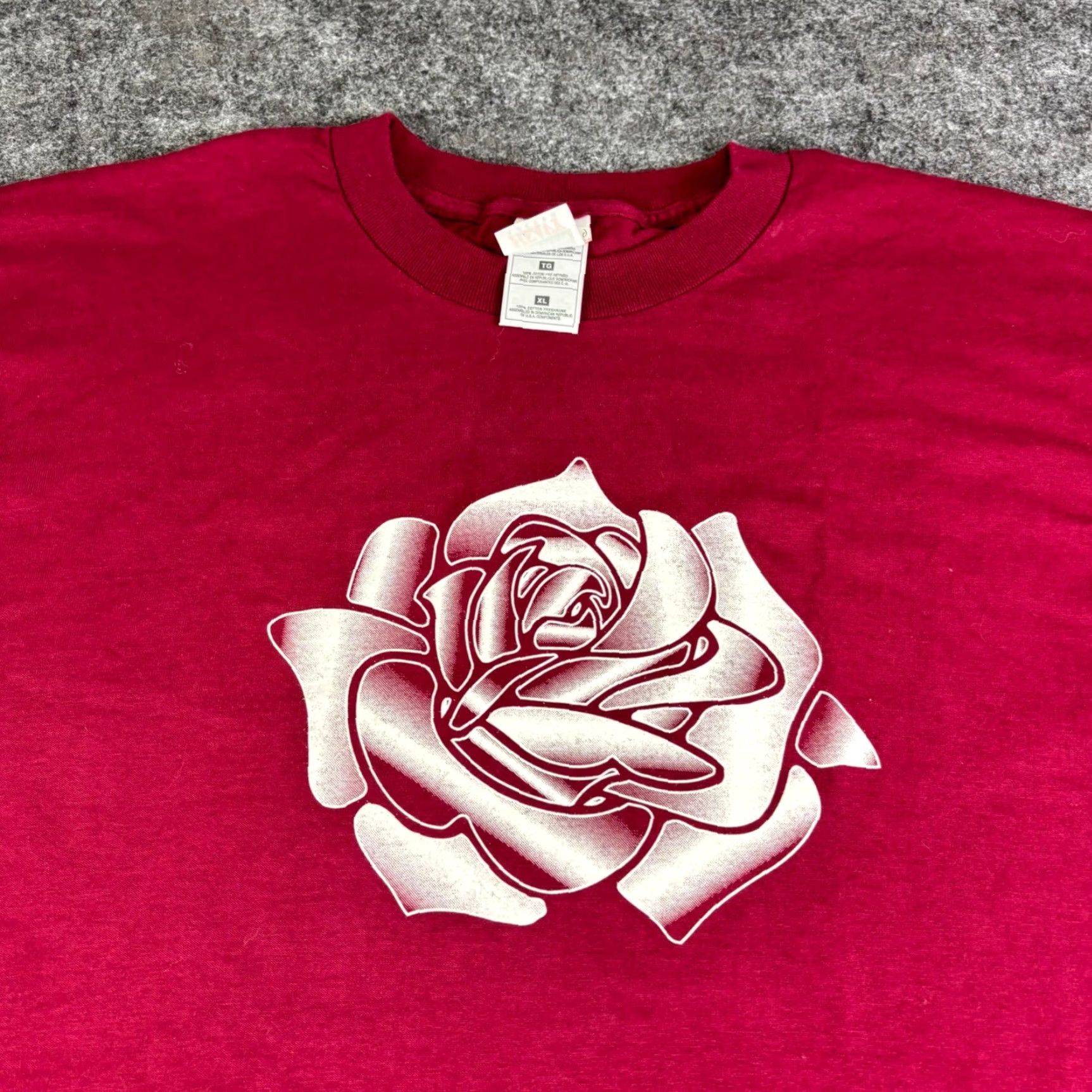 Fruit Of The Loom Fruit of the Loom Heavy Cotton T Shirt Rose Graphic Burgundy Men's XL Vintage Size US XL / EU 56 / 4 - 6 Thumbnail