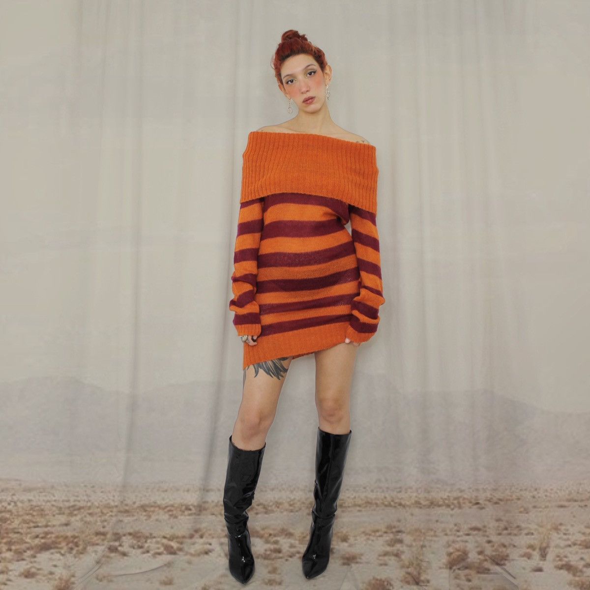 Other 🍕STRIPED SWEATER DRESS🍕 Size L / US 10 / IT 46 - 1 Thumbnail