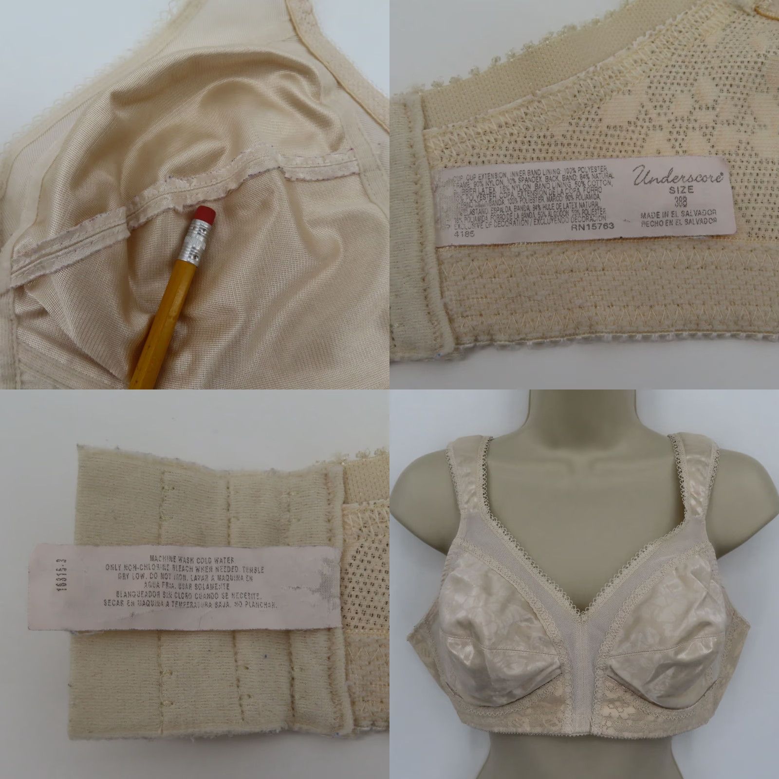 Vintage Underscore Bra 38B Full Coverage Wireless T-Shirt Beige Cream Comfort Strap 4185 Womens Menus? Size ONE SIZE - 9 Thumbnail