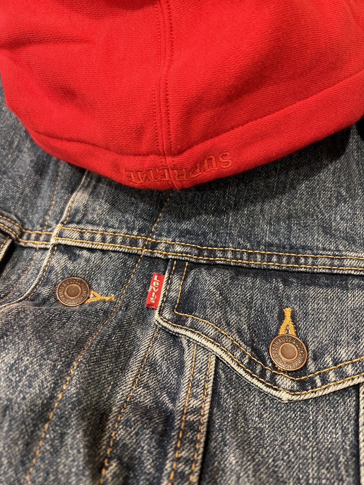 Levi's × Supreme Supreme Levi's Fleece Hooded Trucker Jacket Blue Size US XL / EU 56 / 4 - 8 Thumbnail