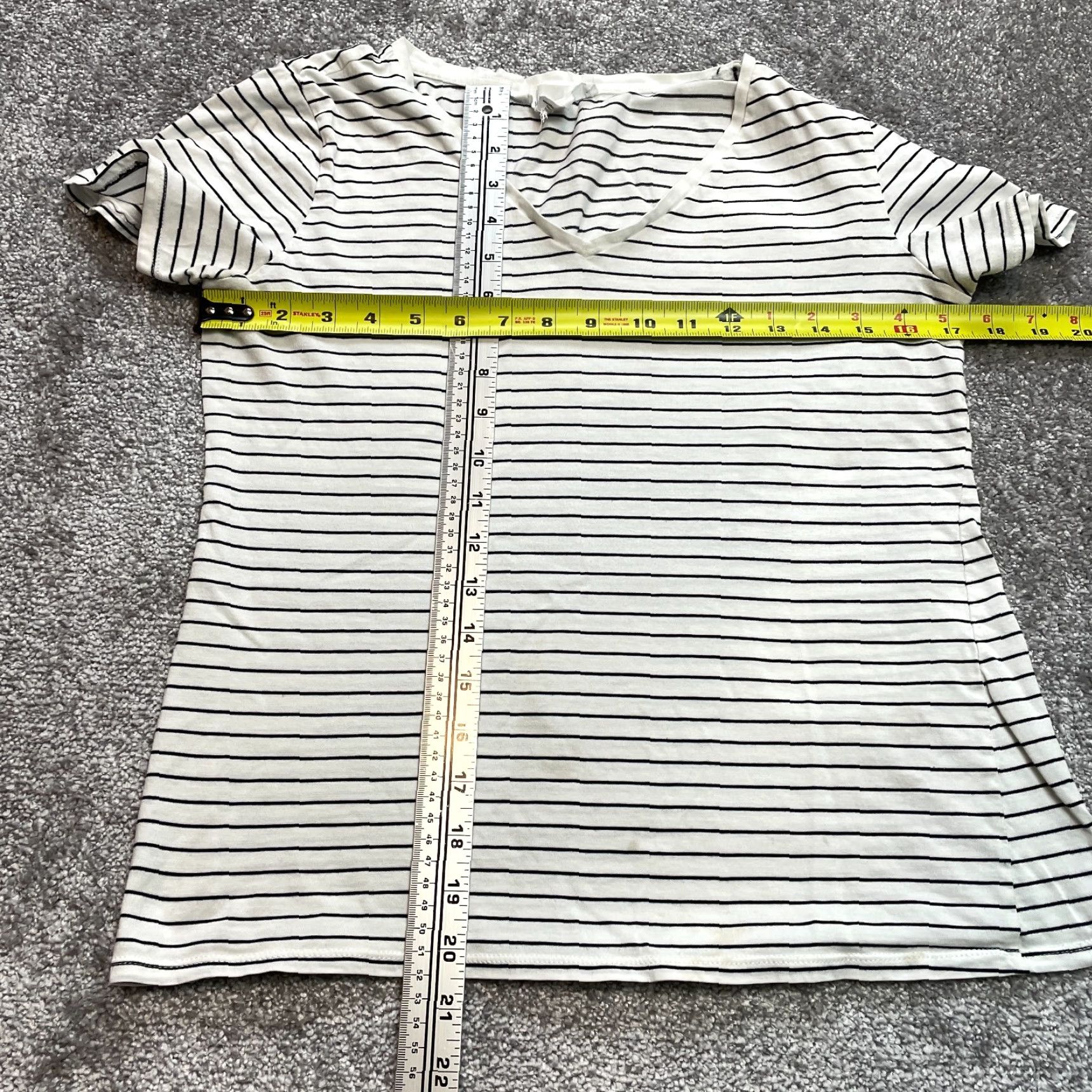 Vintage Workshop Shirt Womens Small White Blue Striped V Neck Short Sleeve Supima Cotton Size S / US 4 / IT 40 - 7 Thumbnail