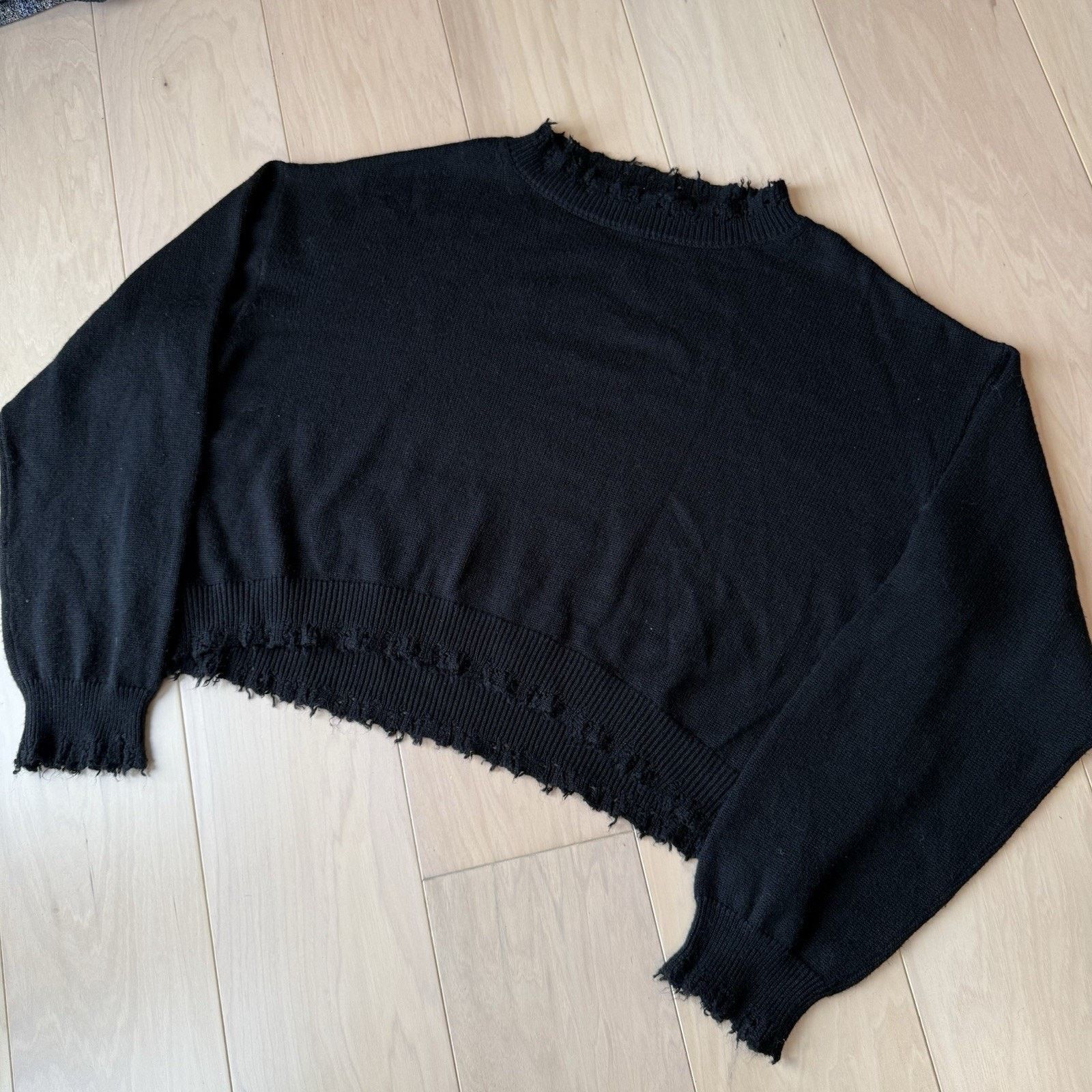 Bare Knuckles Bare Knuckles Cropped Wool Cashmere Sweater Large Black Size US L / EU 52-54 / 3 - 9 Thumbnail