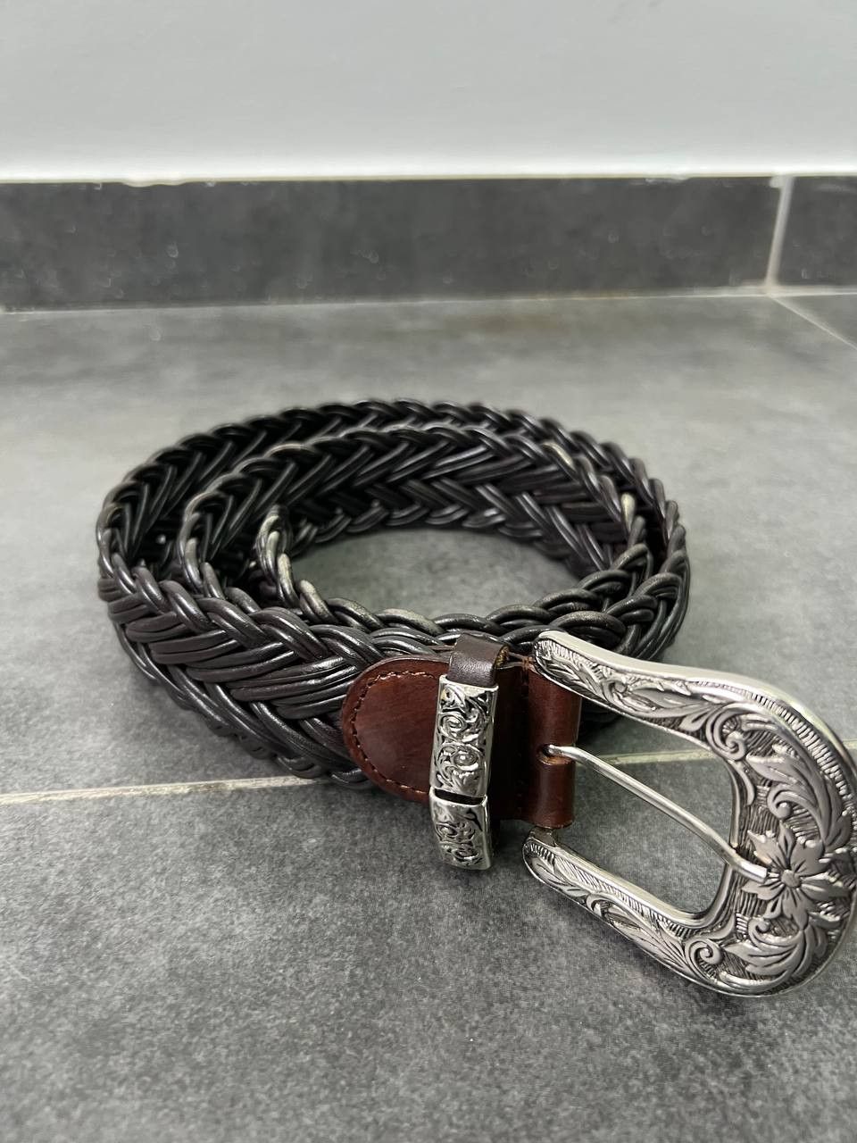 Japanese Brand Rare Nanni Leather woven Belt Chrome Hearts style Size ONE SIZE - 2 Thumbnail