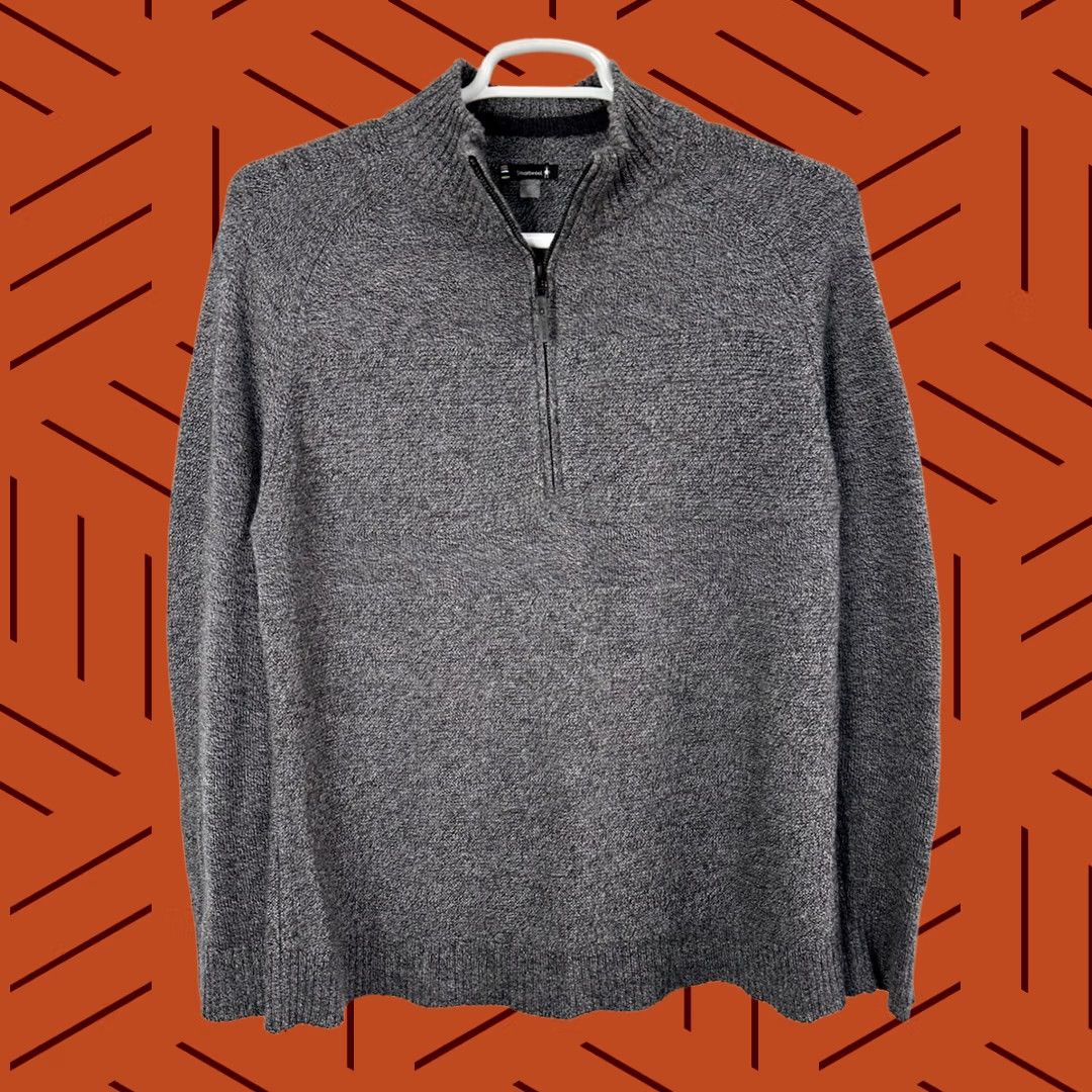 Smartwool Smartwool Mens Large Gray Ripple Ridge 1/2 Zip Sweater Merino Blend Size US L / EU 52-54 / 3 - 1 Thumbnail