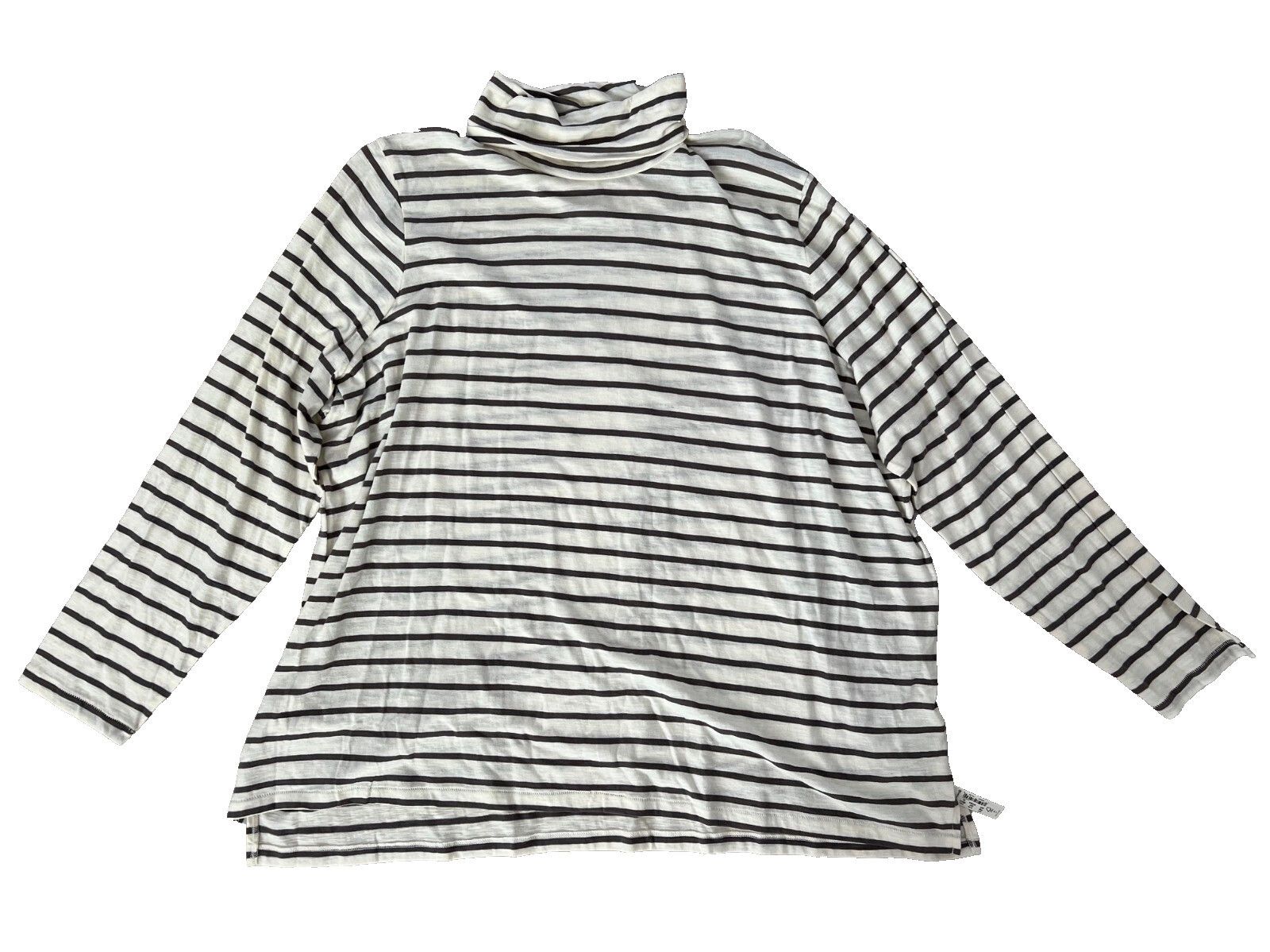Madewell Madewell Whisper Cotton Turtleneck in Esme Stripe ( 3X ) Size 3XL / US 20-22 - 4 Thumbnail